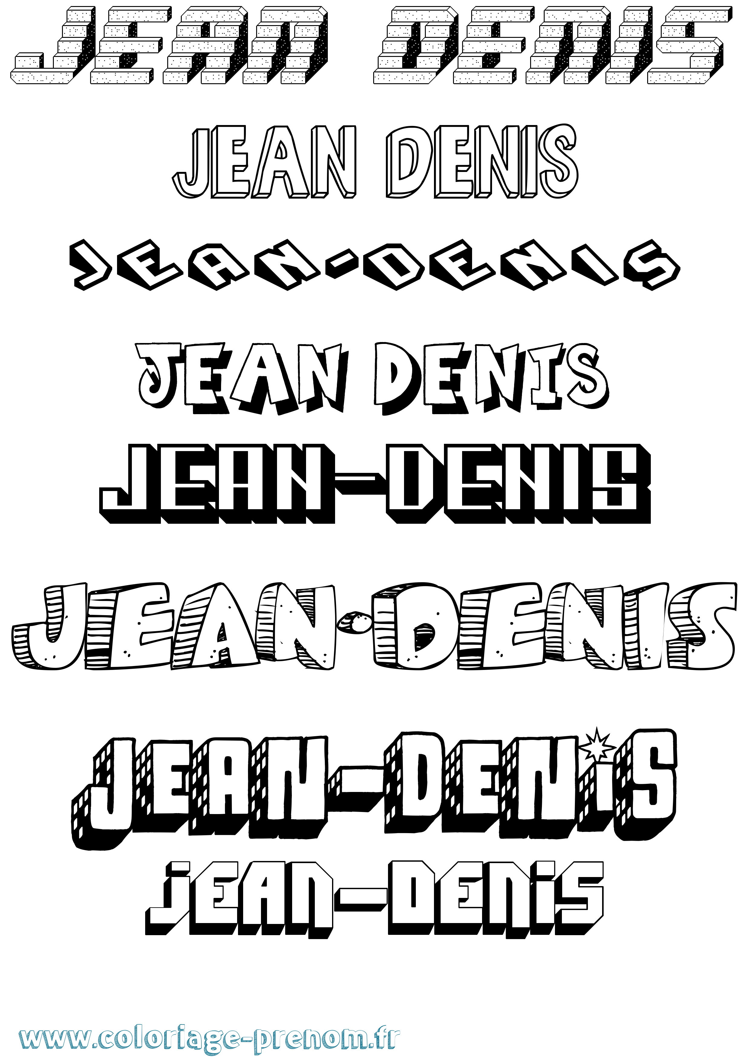 Coloriage Jean-Denis Effet 3D Coloriage prénom Jean-Denis Effet 3D