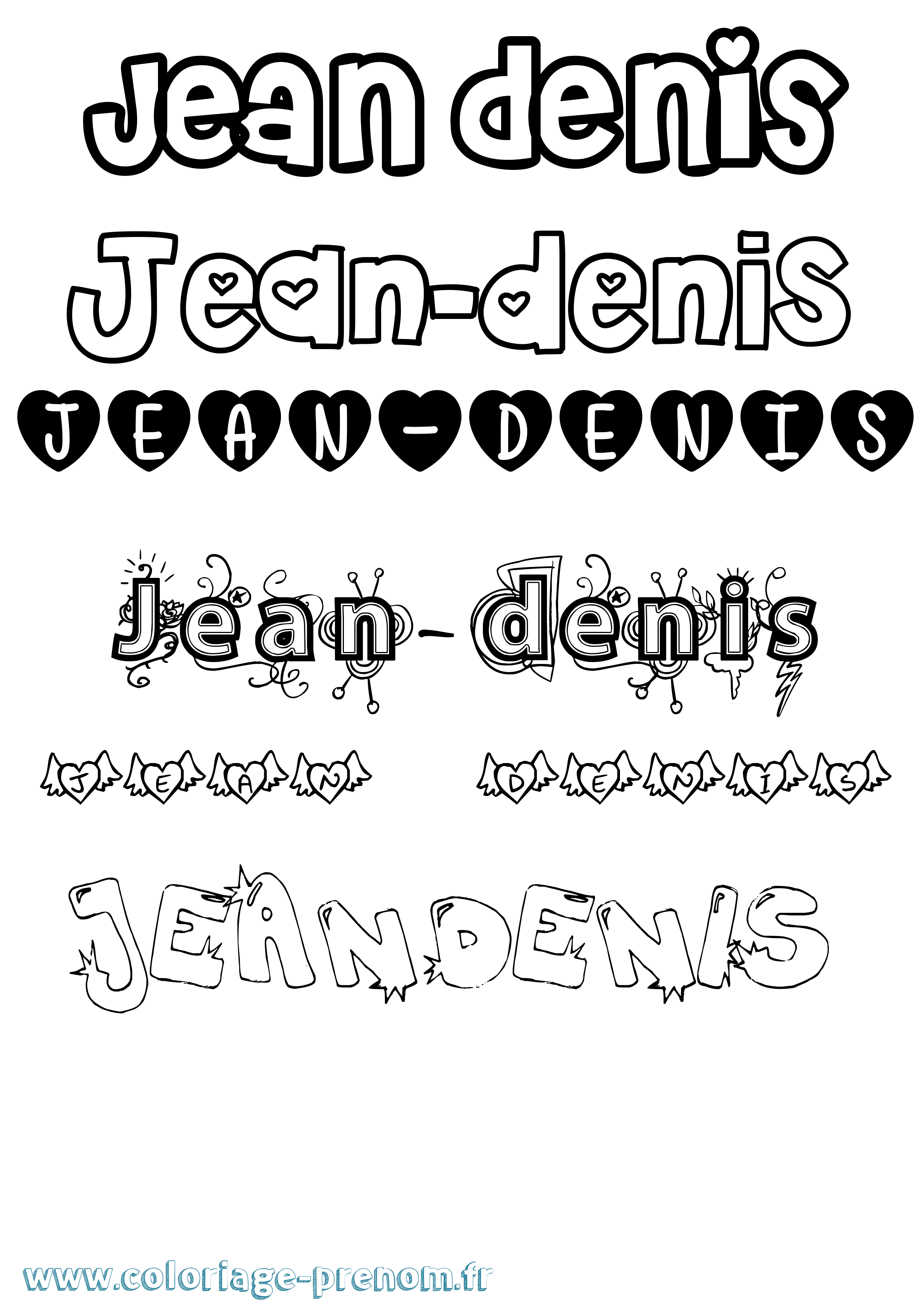 Coloriage Jean-Denis Girly Coloriage prénom Jean-Denis Girly