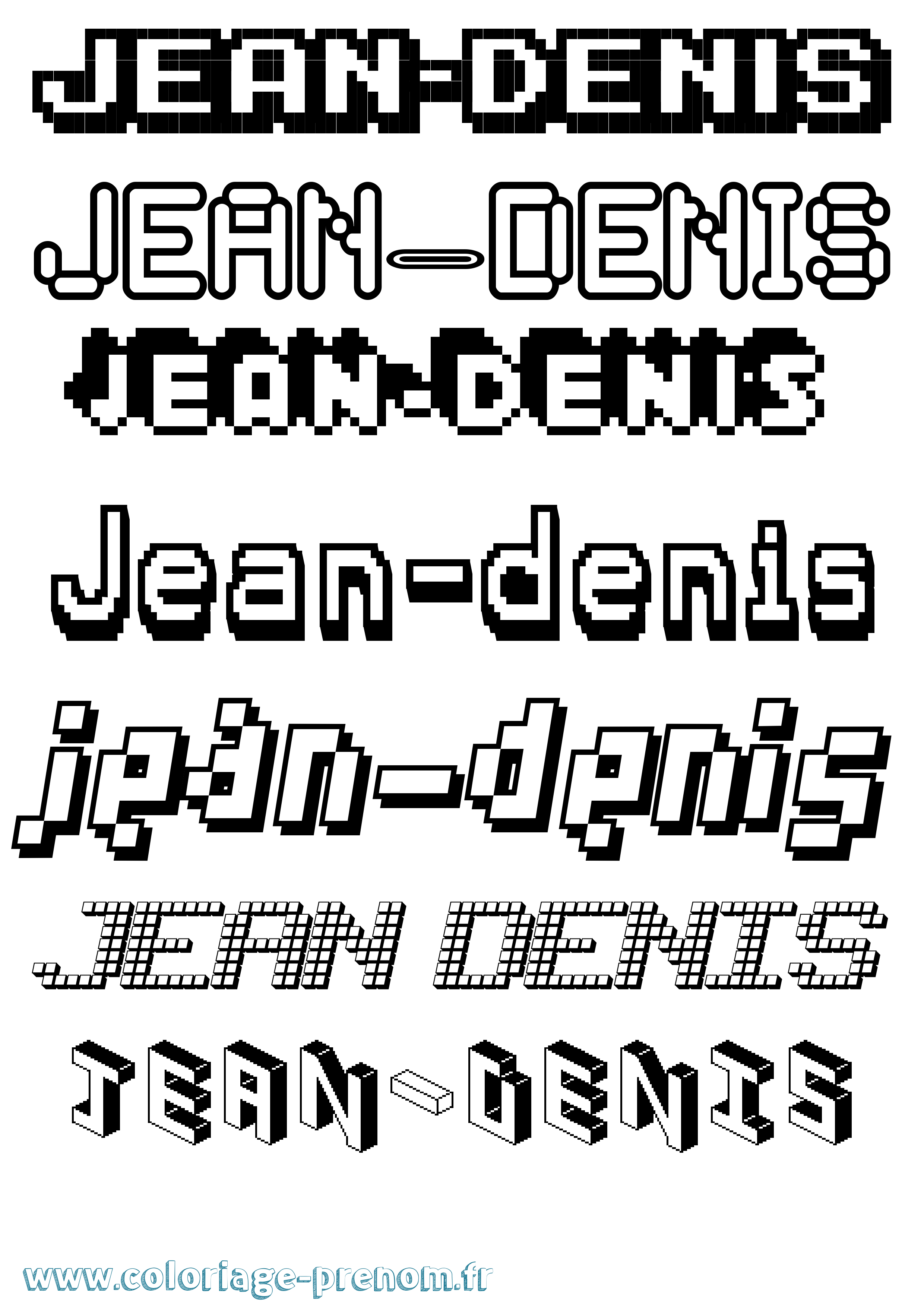 Coloriage Jean-Denis Pixel Coloriage prénom Jean-Denis Pixel