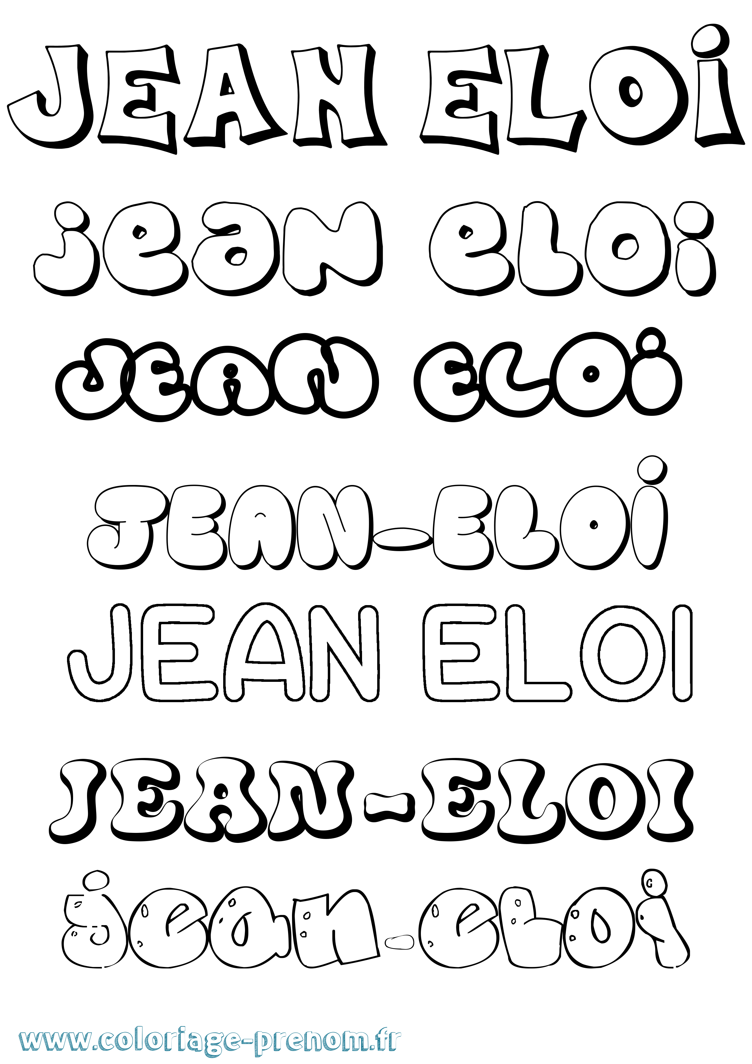 Coloriage Jean-Eloi Bubble Coloriage prénom Jean-Eloi Bubble