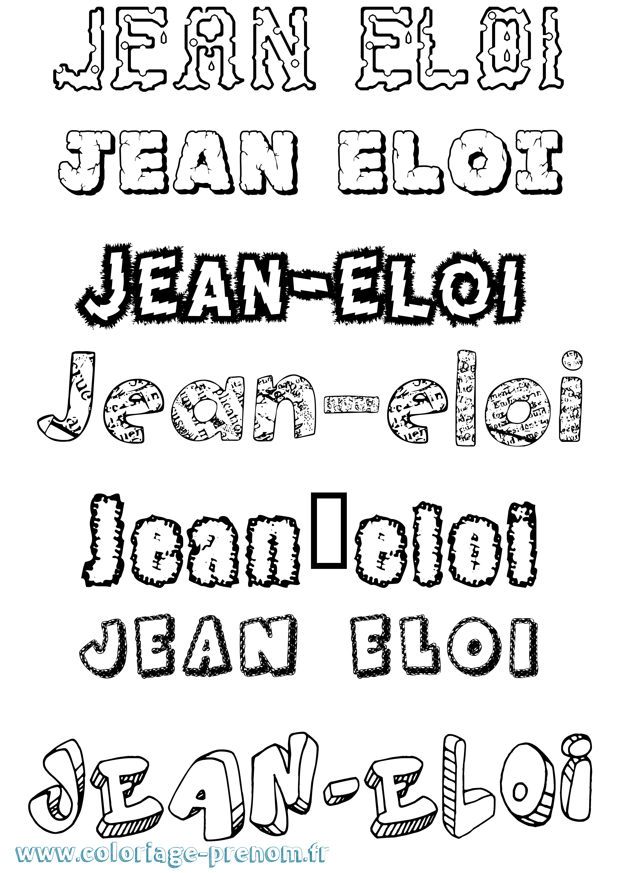 Coloriage Jean-Eloi Destructuré Coloriage prénom Jean-Eloi Destructuré
