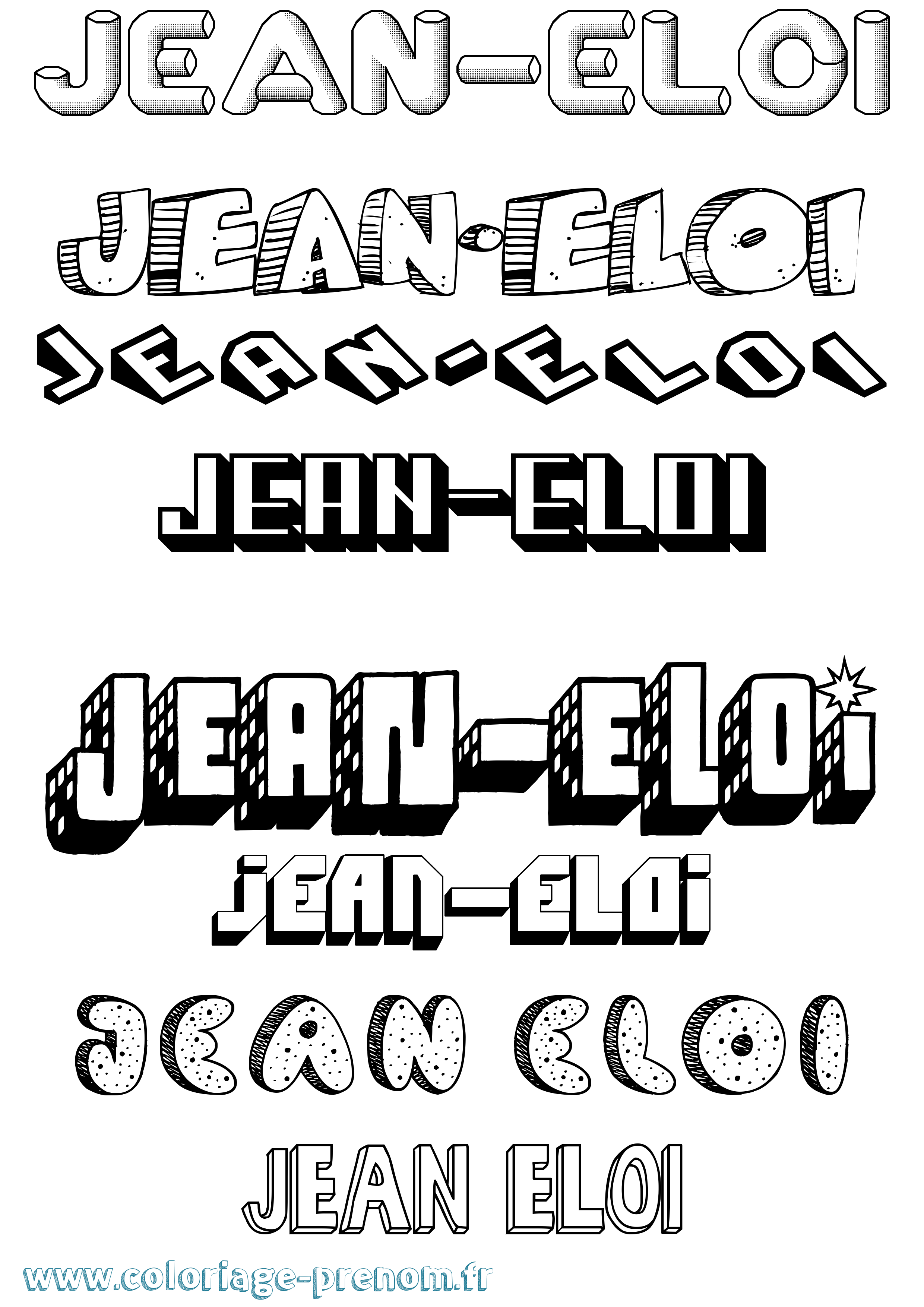 Coloriage Jean-Eloi Effet 3D Coloriage prénom Jean-Eloi Effet 3D