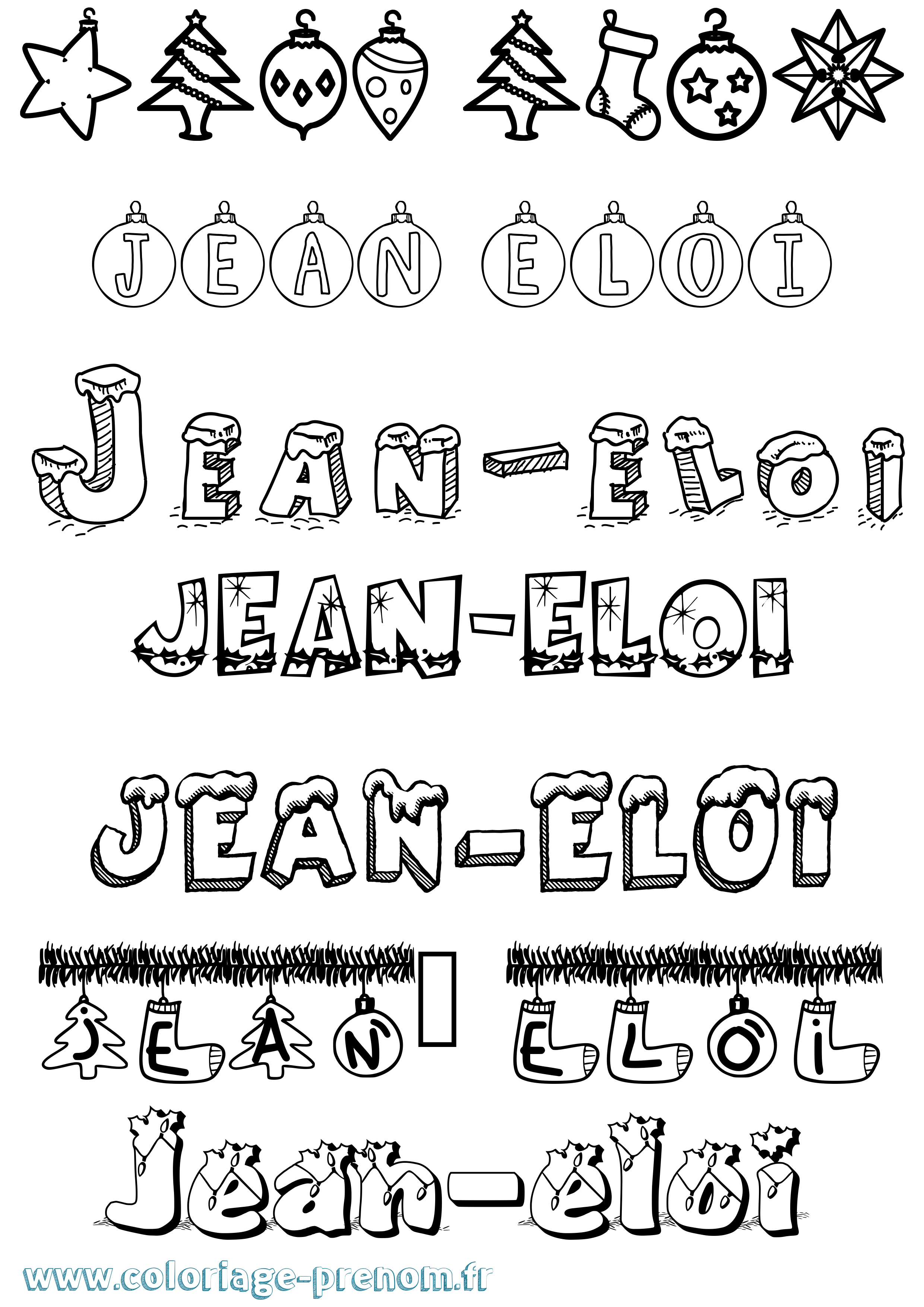 Coloriage Jean-Eloi Noël Coloriage prénom Jean-Eloi Noël