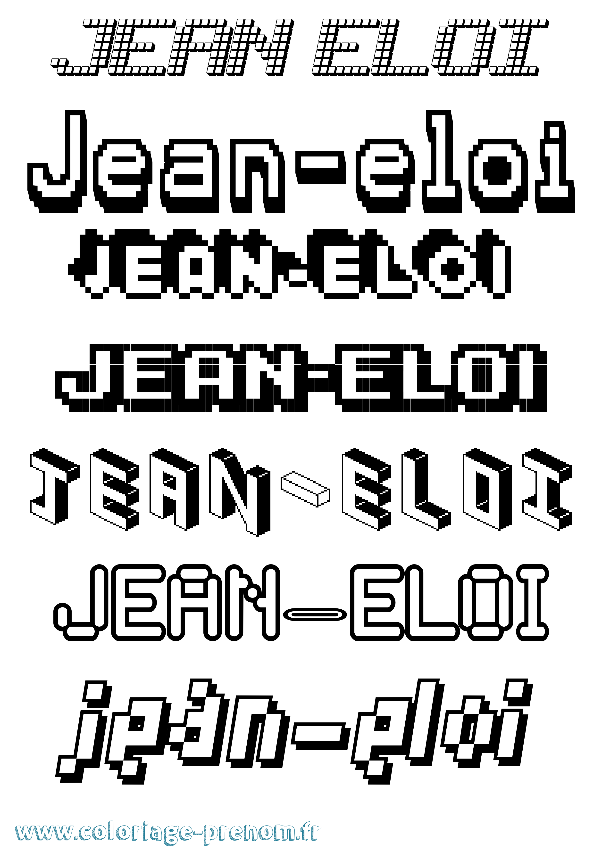 Coloriage Jean-Eloi Pixel Coloriage prénom Jean-Eloi Pixel