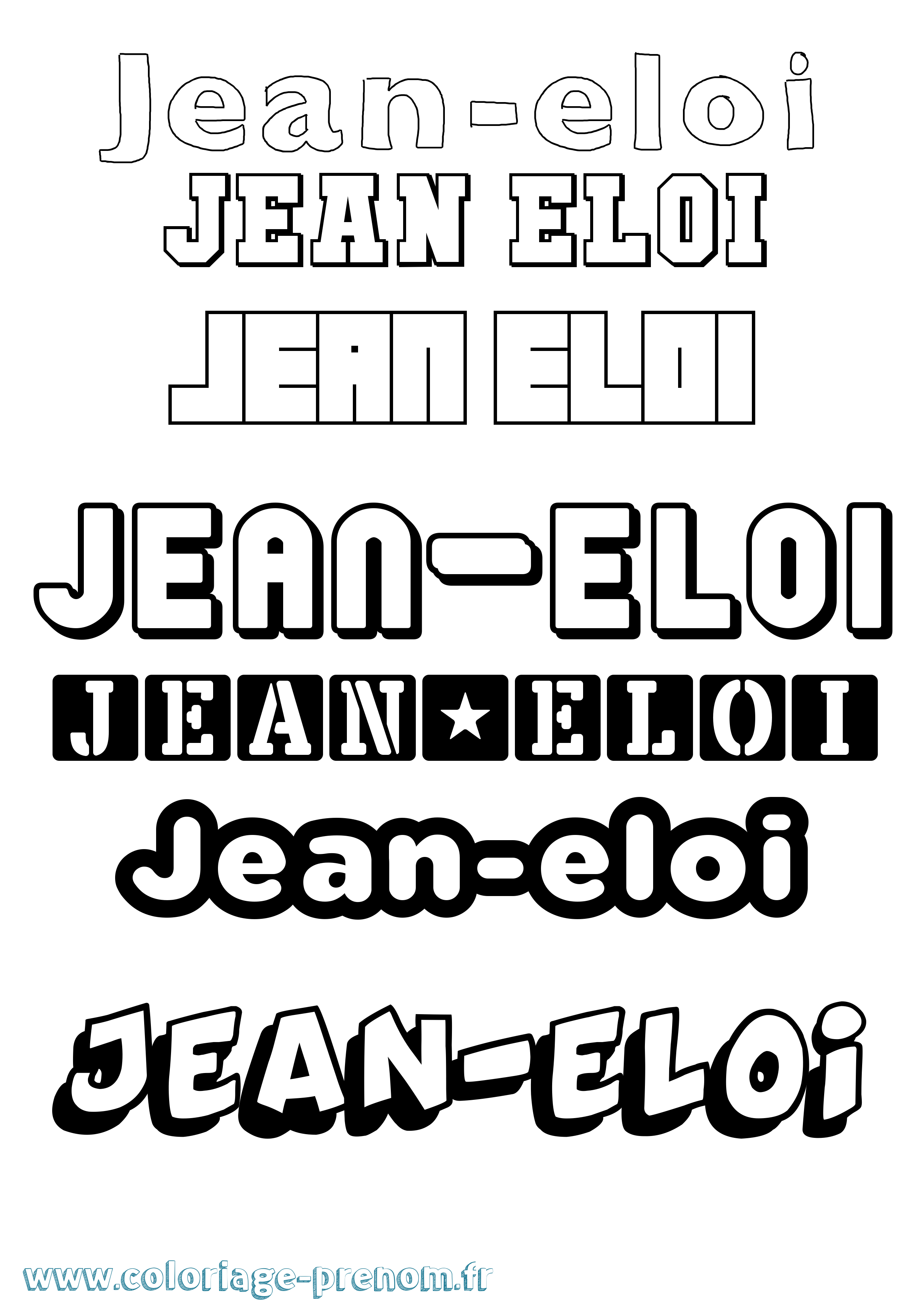 Coloriage Jean-Eloi Simple Coloriage prénom Jean-Eloi Simple