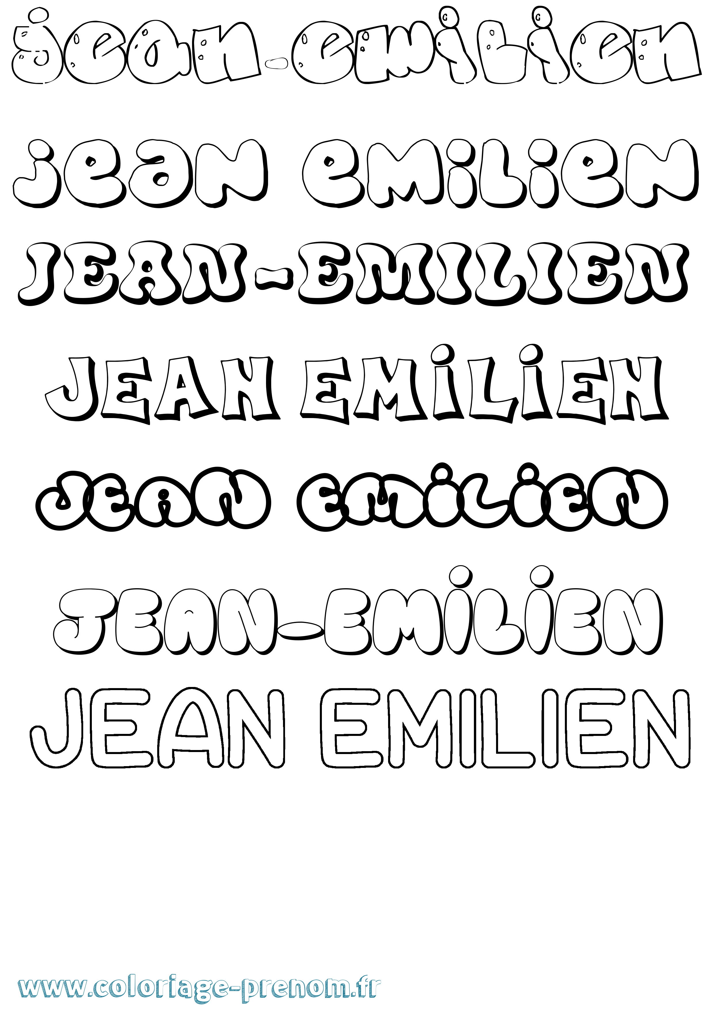 Coloriage Jean-Emilien Bubble Coloriage prénom Jean-Emilien Bubble