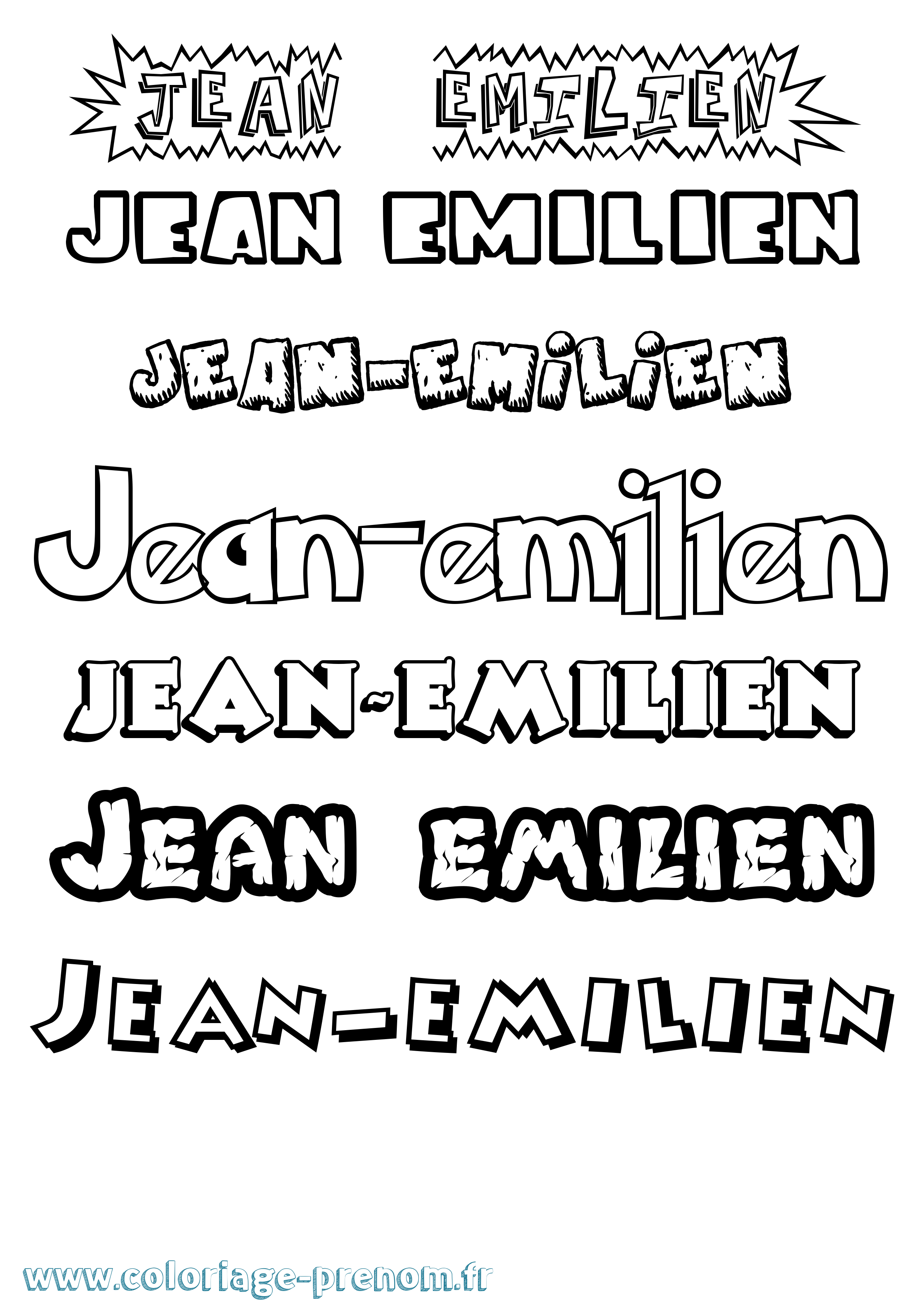 Coloriage Jean-Emilien Dessin Animé Coloriage prénom Jean-Emilien Dessin Animé