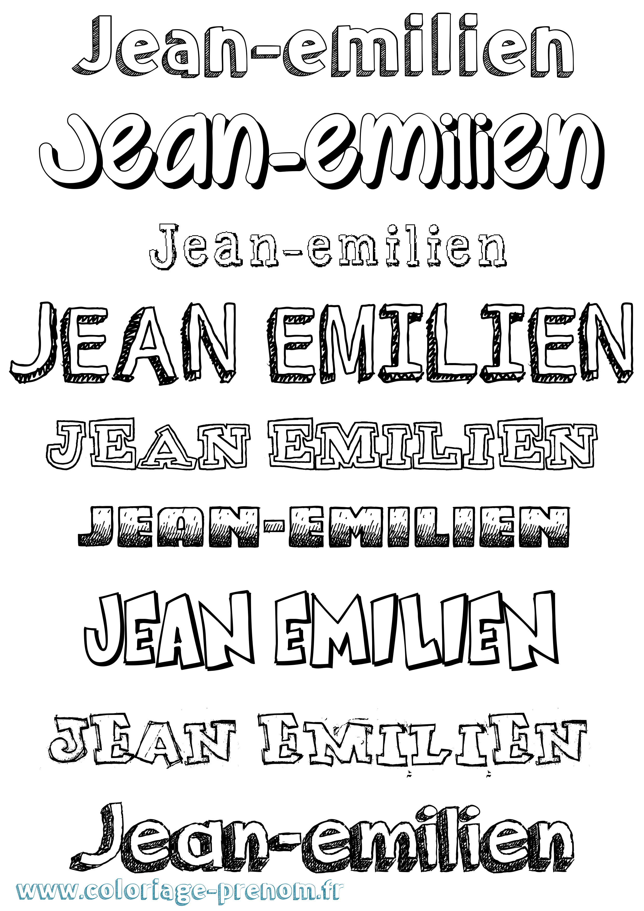 Coloriage Jean-Emilien Dessiné Coloriage prénom Jean-Emilien Dessiné