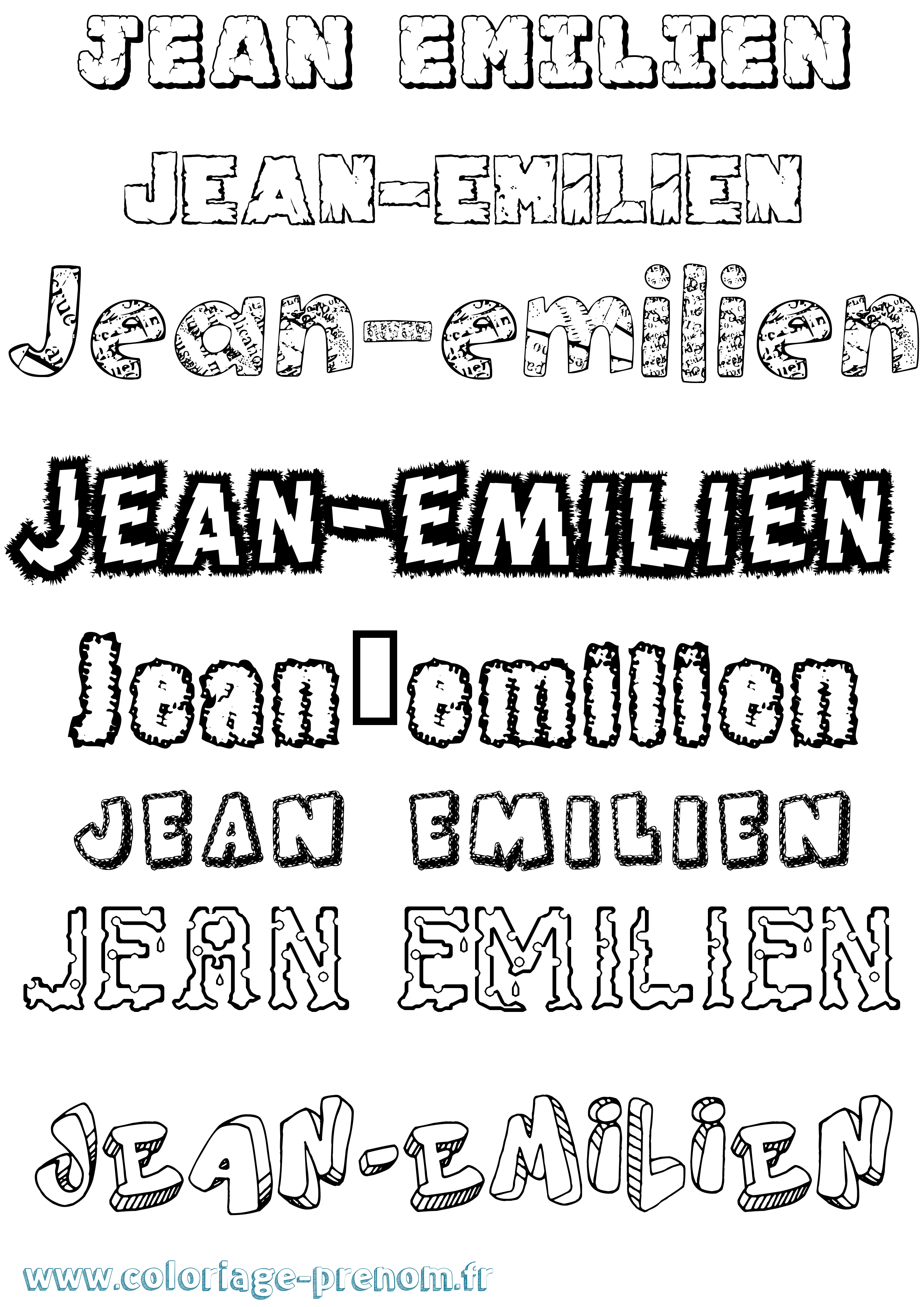 Coloriage Jean-Emilien Destructuré Coloriage prénom Jean-Emilien Destructuré