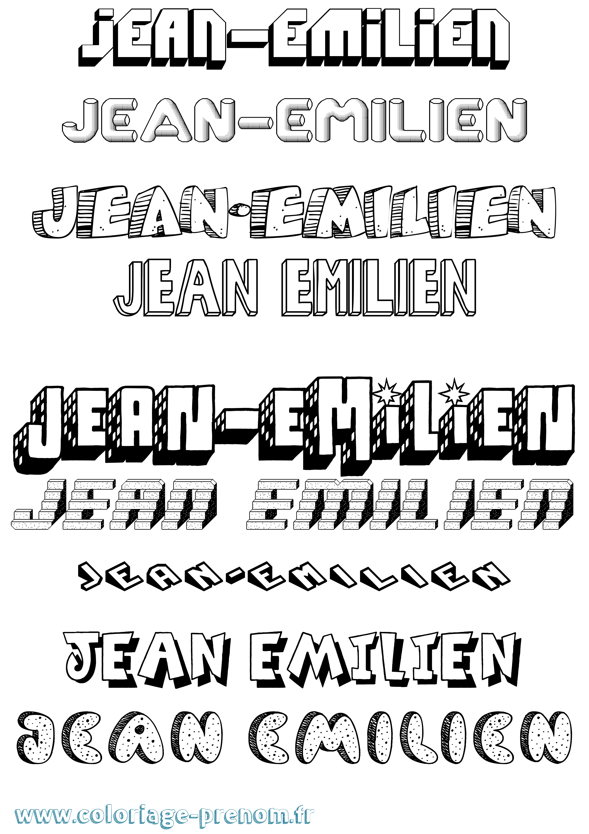 Coloriage Jean-Emilien Effet 3D Coloriage prénom Jean-Emilien Effet 3D