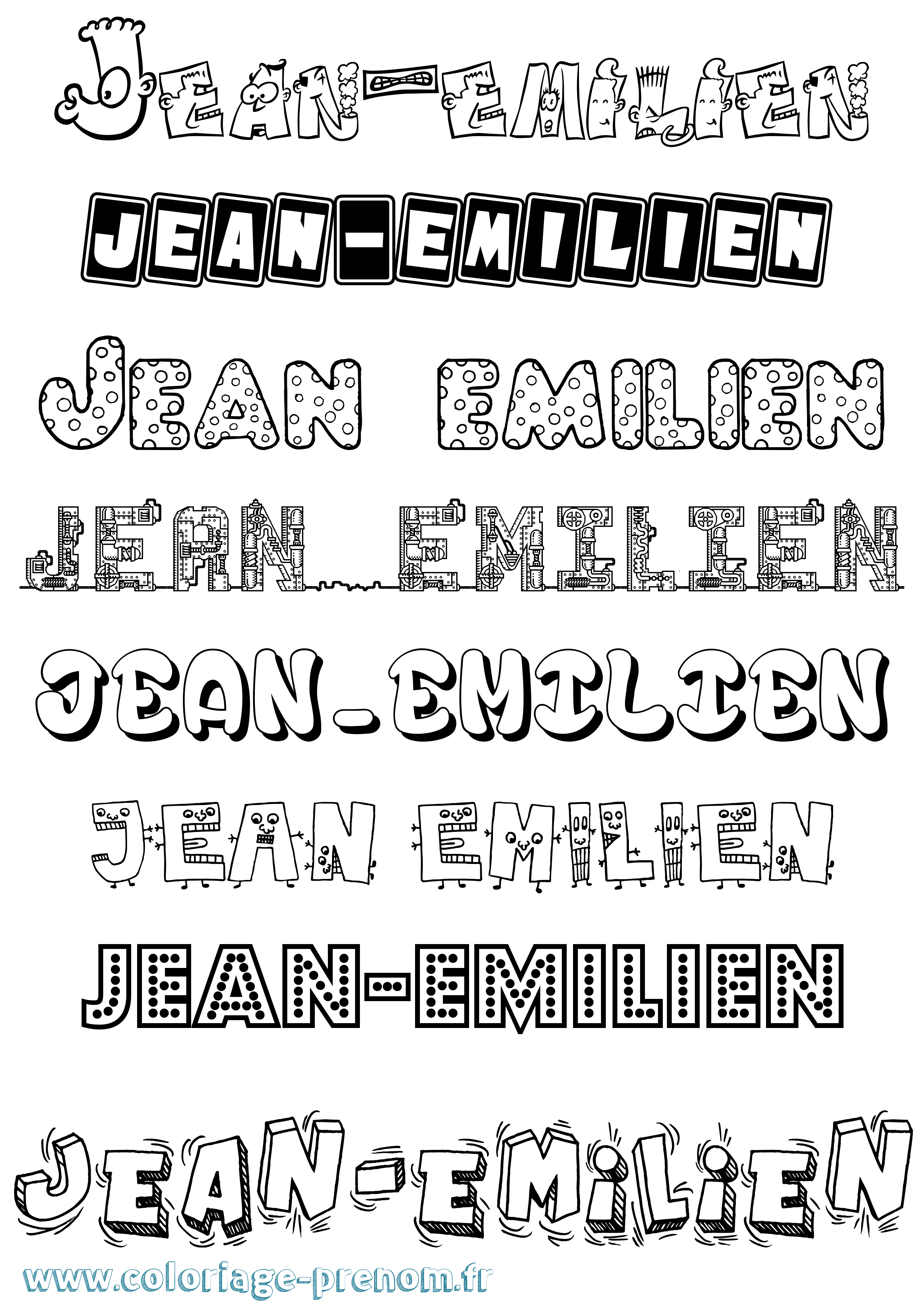Coloriage Jean-Emilien Fun Coloriage prénom Jean-Emilien Fun