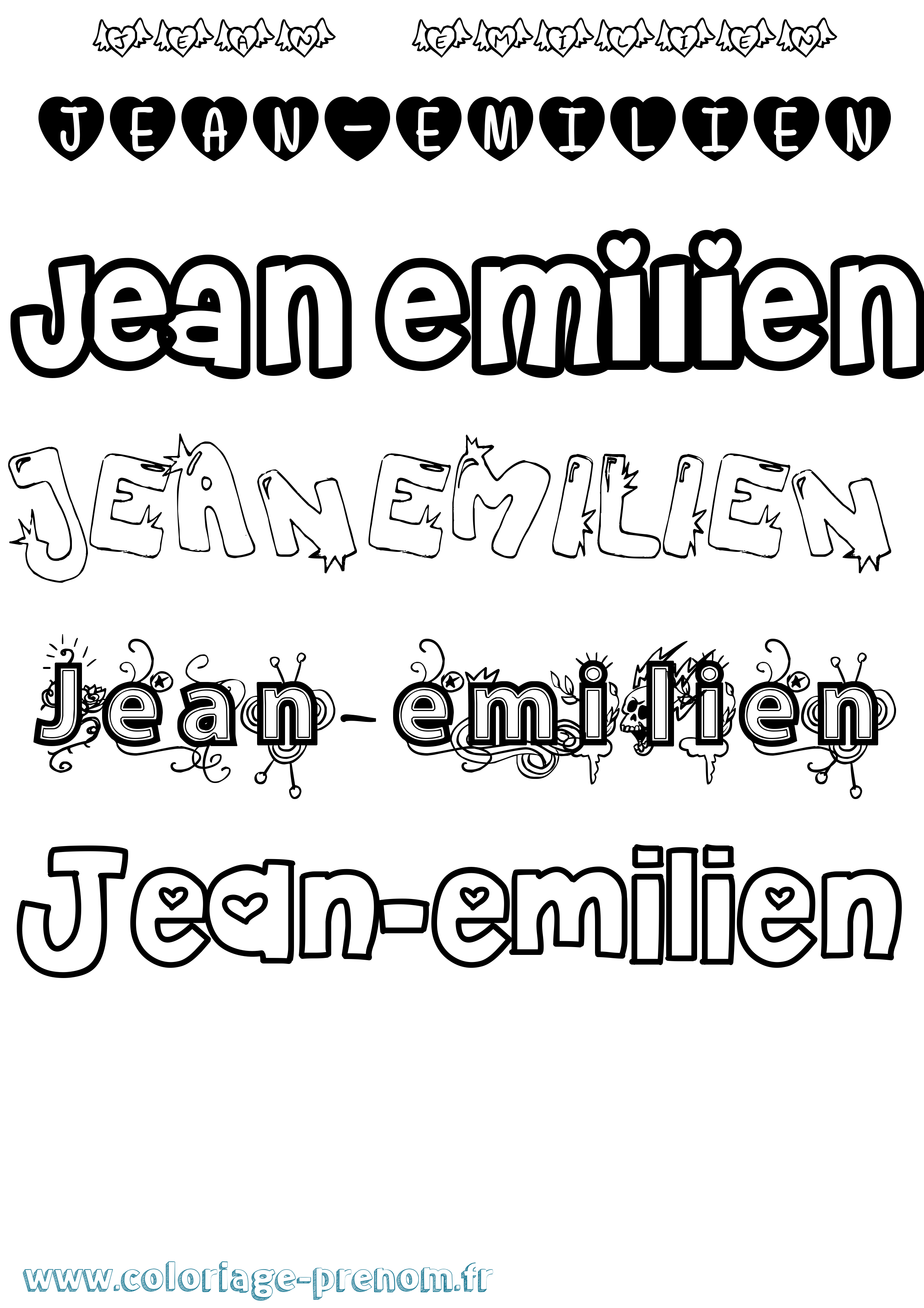 Coloriage Jean-Emilien Girly Coloriage prénom Jean-Emilien Girly