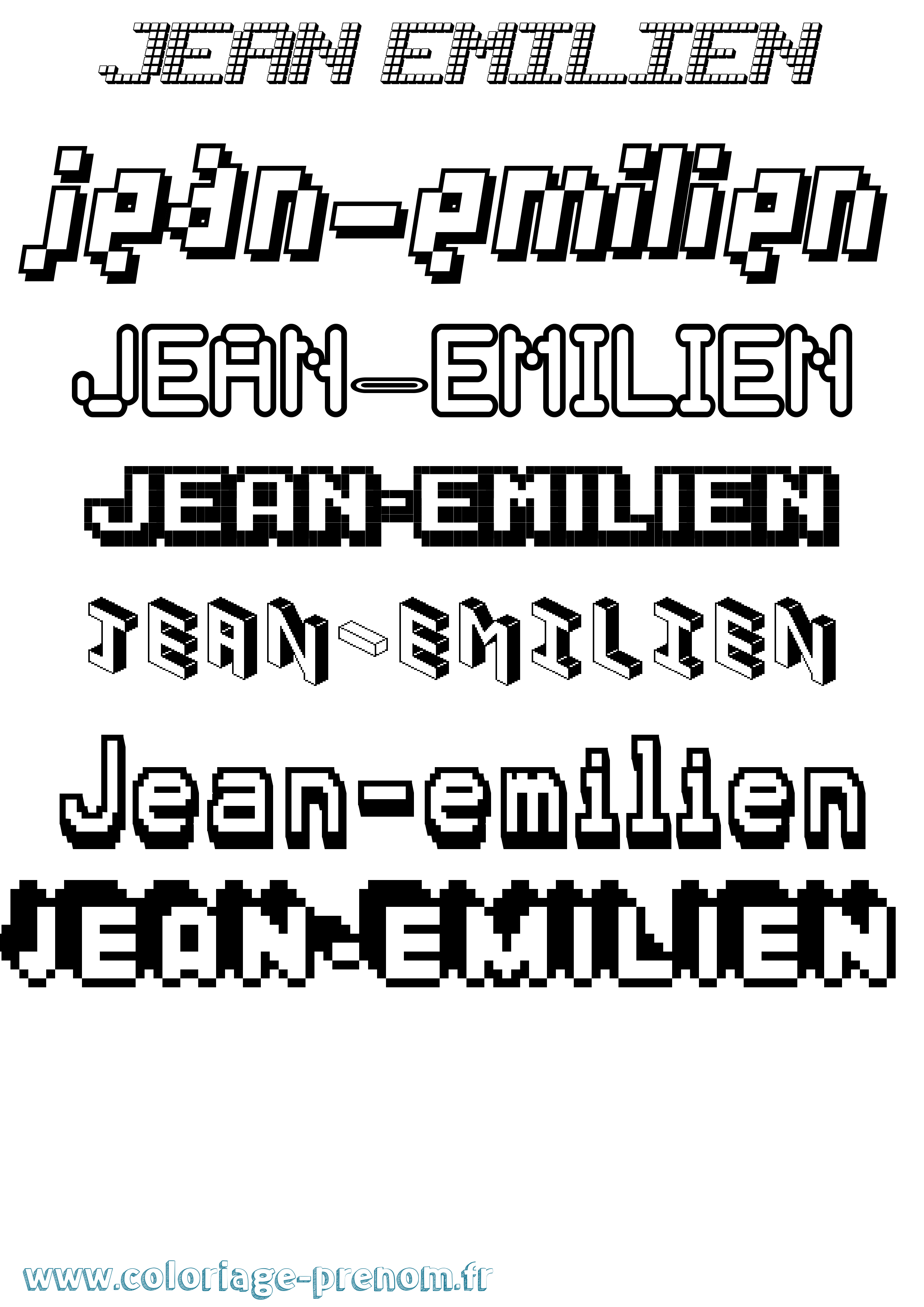 Coloriage Jean-Emilien Pixel Coloriage prénom Jean-Emilien Pixel