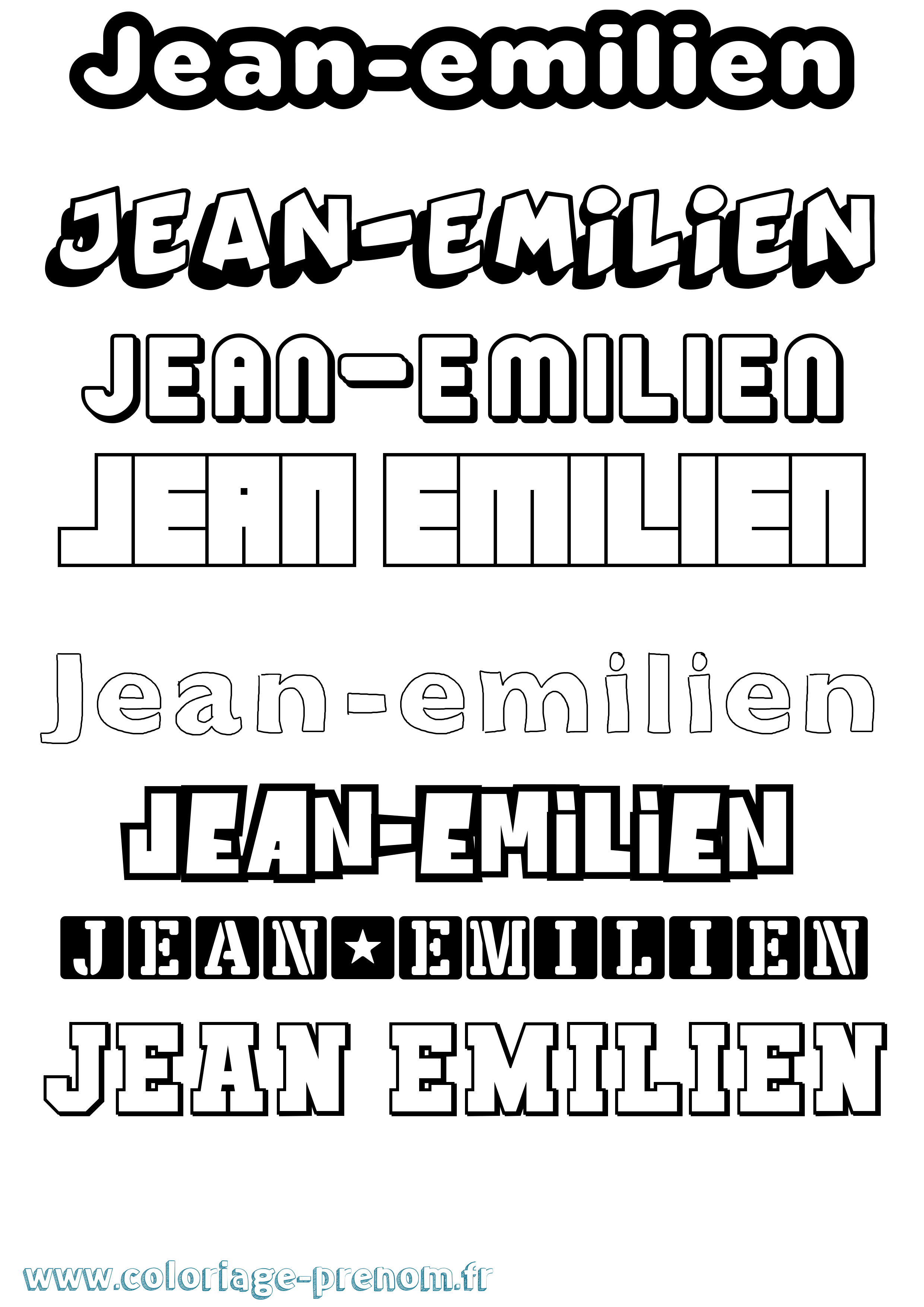 Coloriage Jean-Emilien Simple Coloriage prénom Jean-Emilien Simple