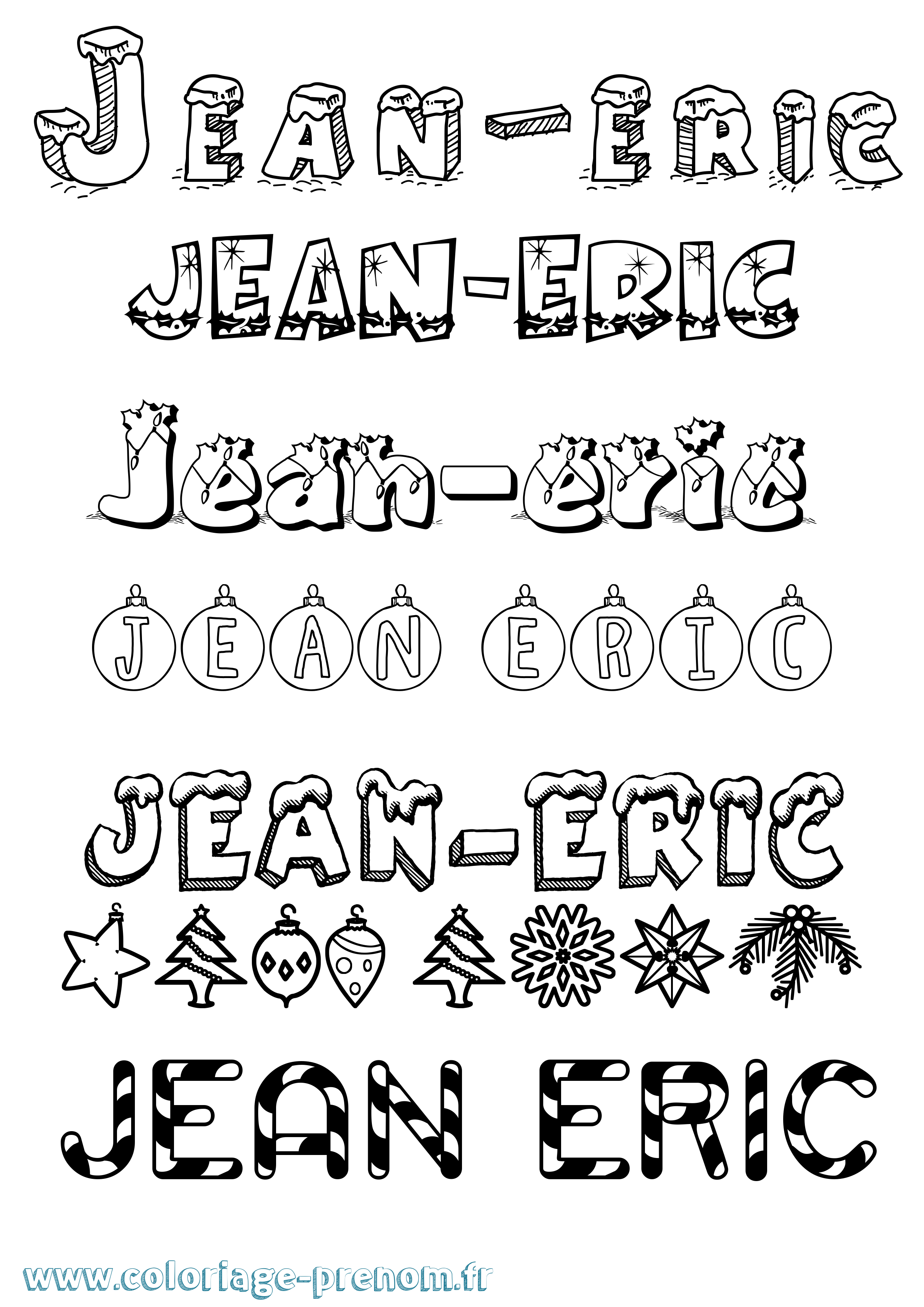 Coloriage Jean-Eric Noël Coloriage prénom Jean-Eric Noël