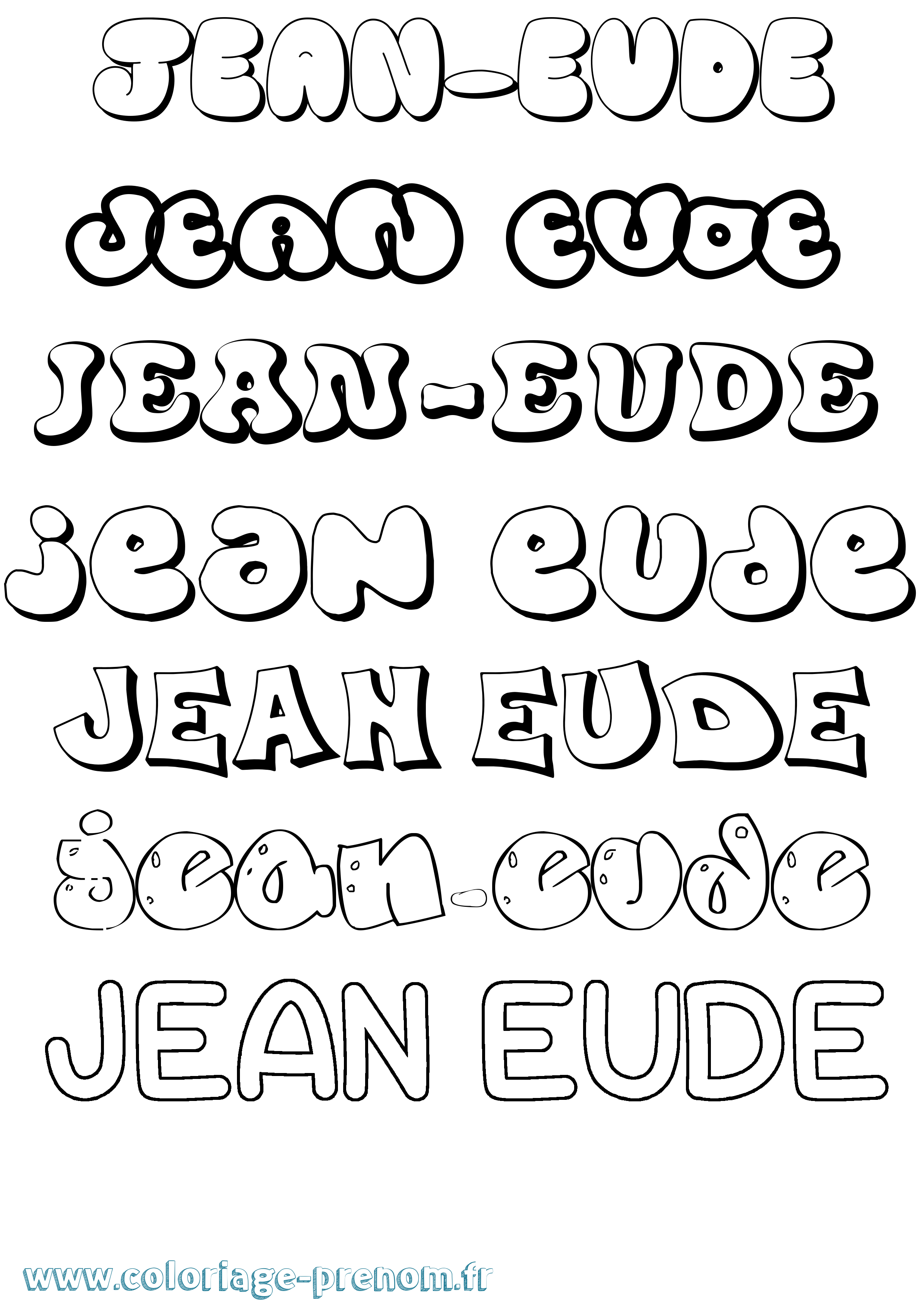 Coloriage Jean-Eude Bubble Coloriage prénom Jean-Eude Bubble