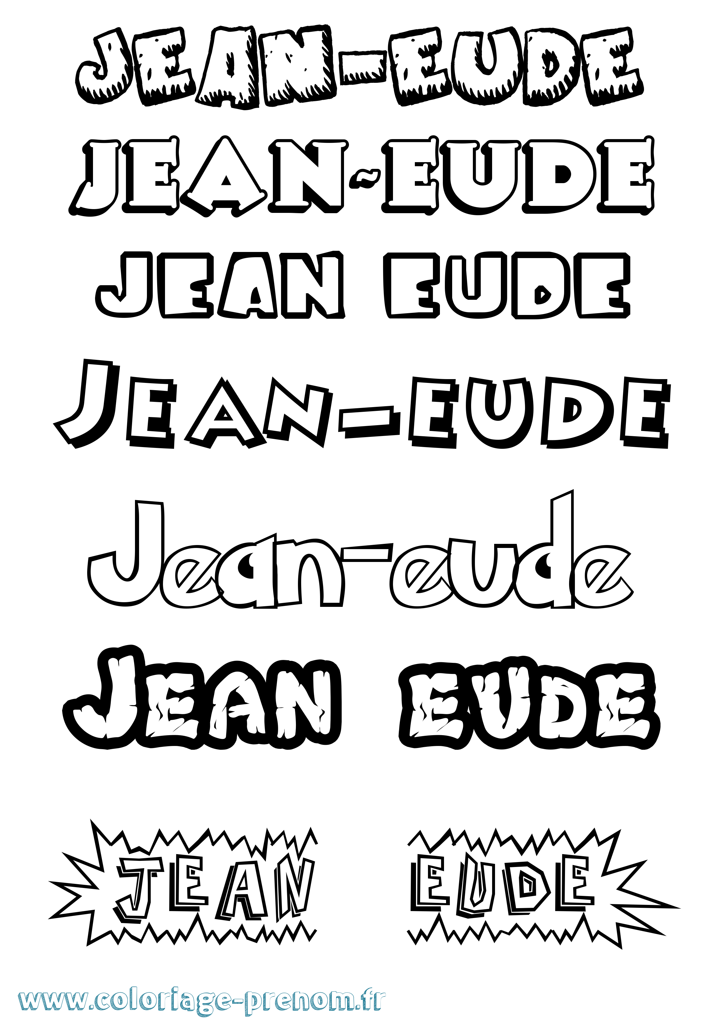 Coloriage Jean-Eude Dessin Animé Coloriage prénom Jean-Eude Dessin Animé