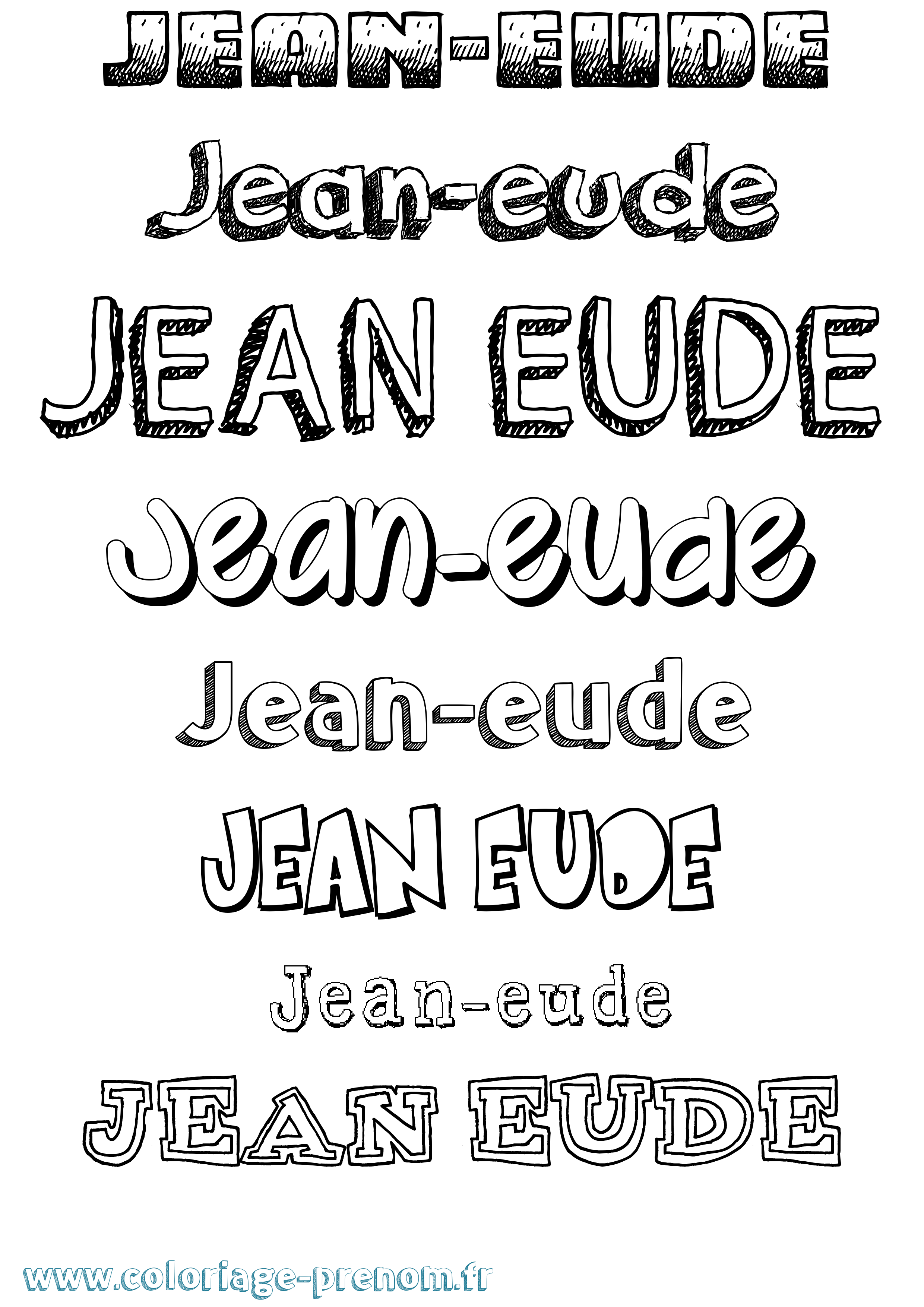 Coloriage Jean-Eude Dessiné Coloriage prénom Jean-Eude Dessiné