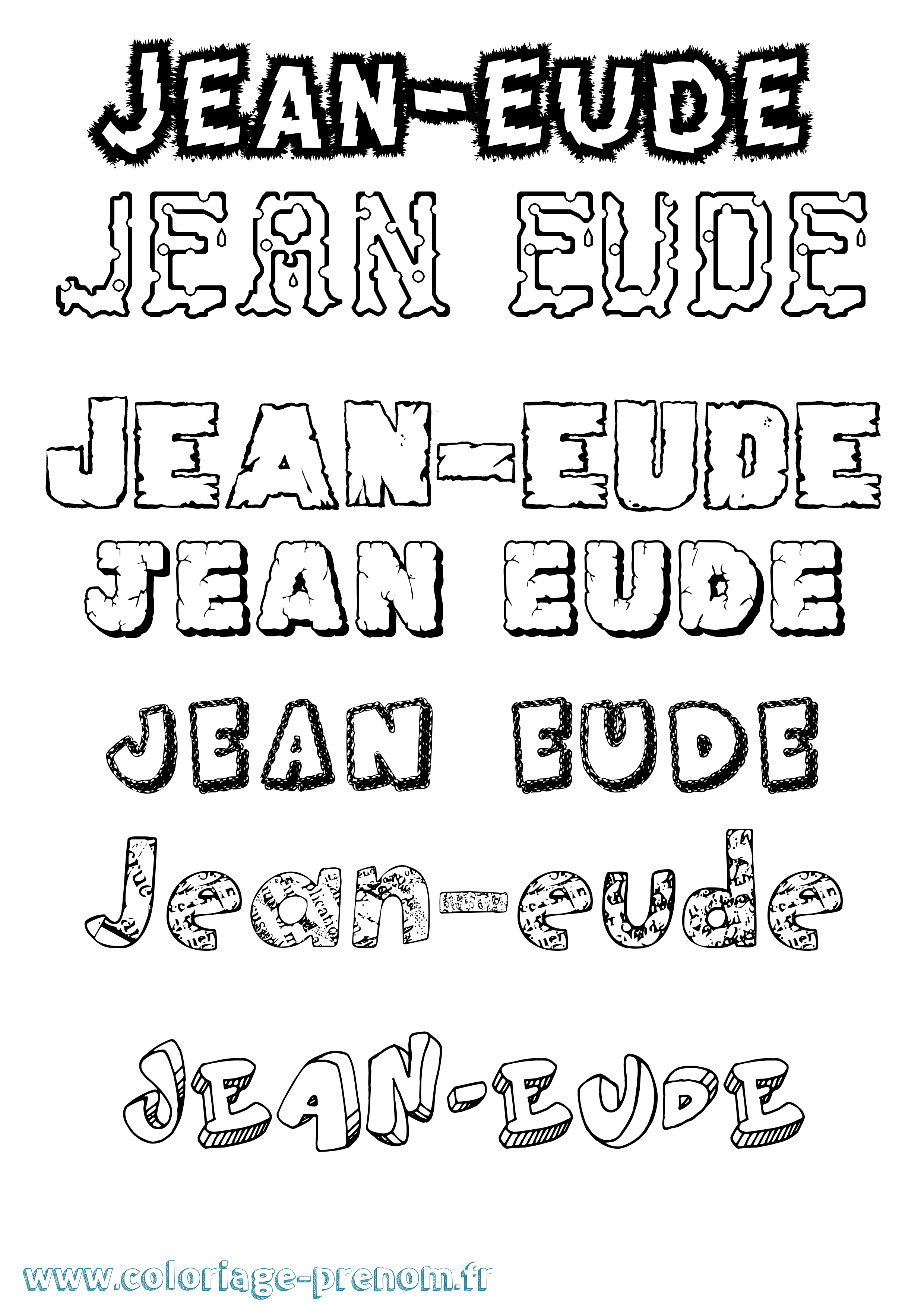 Coloriage Jean-Eude Destructuré Coloriage prénom Jean-Eude Destructuré