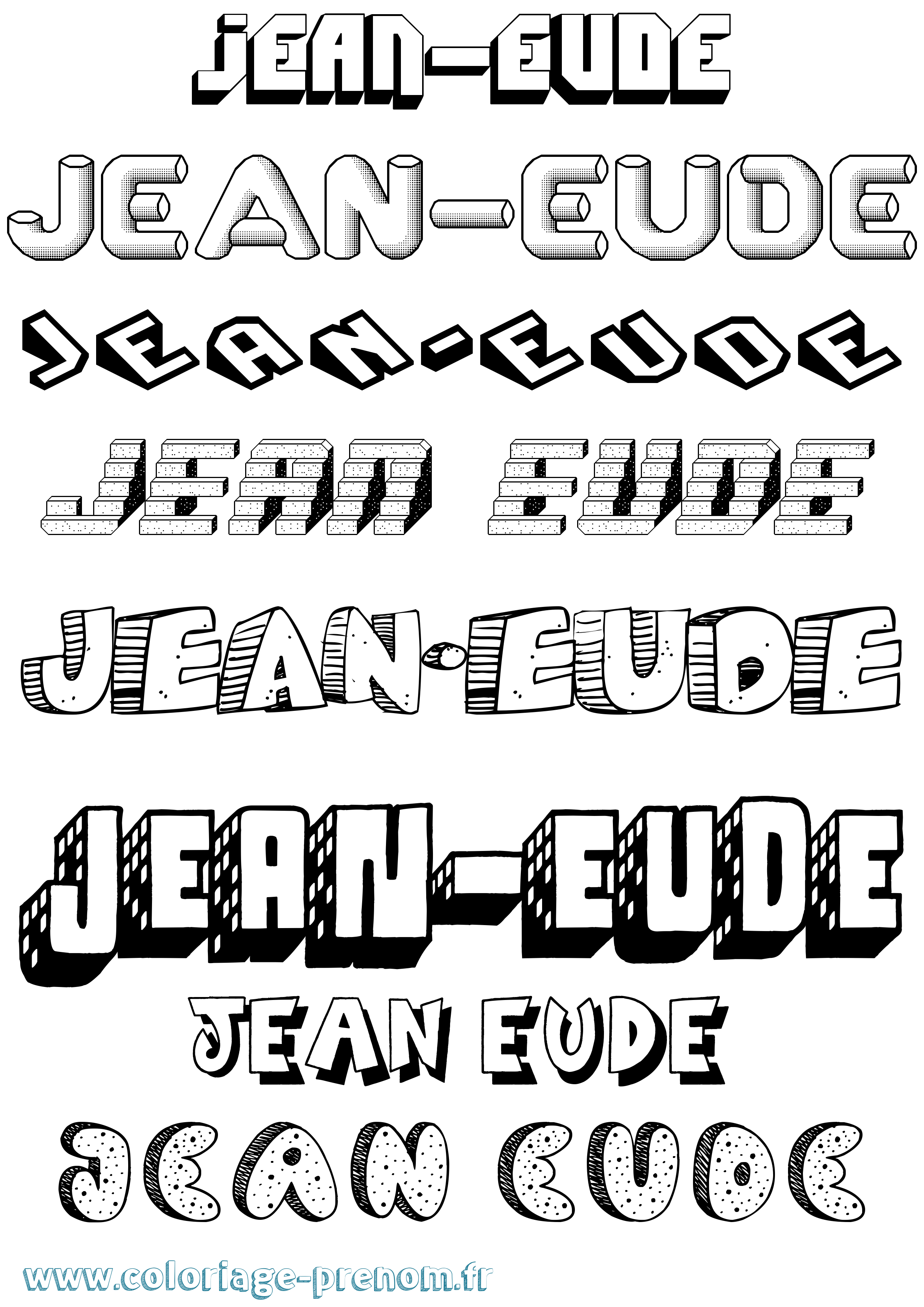 Coloriage Jean-Eude Effet 3D Coloriage prénom Jean-Eude Effet 3D