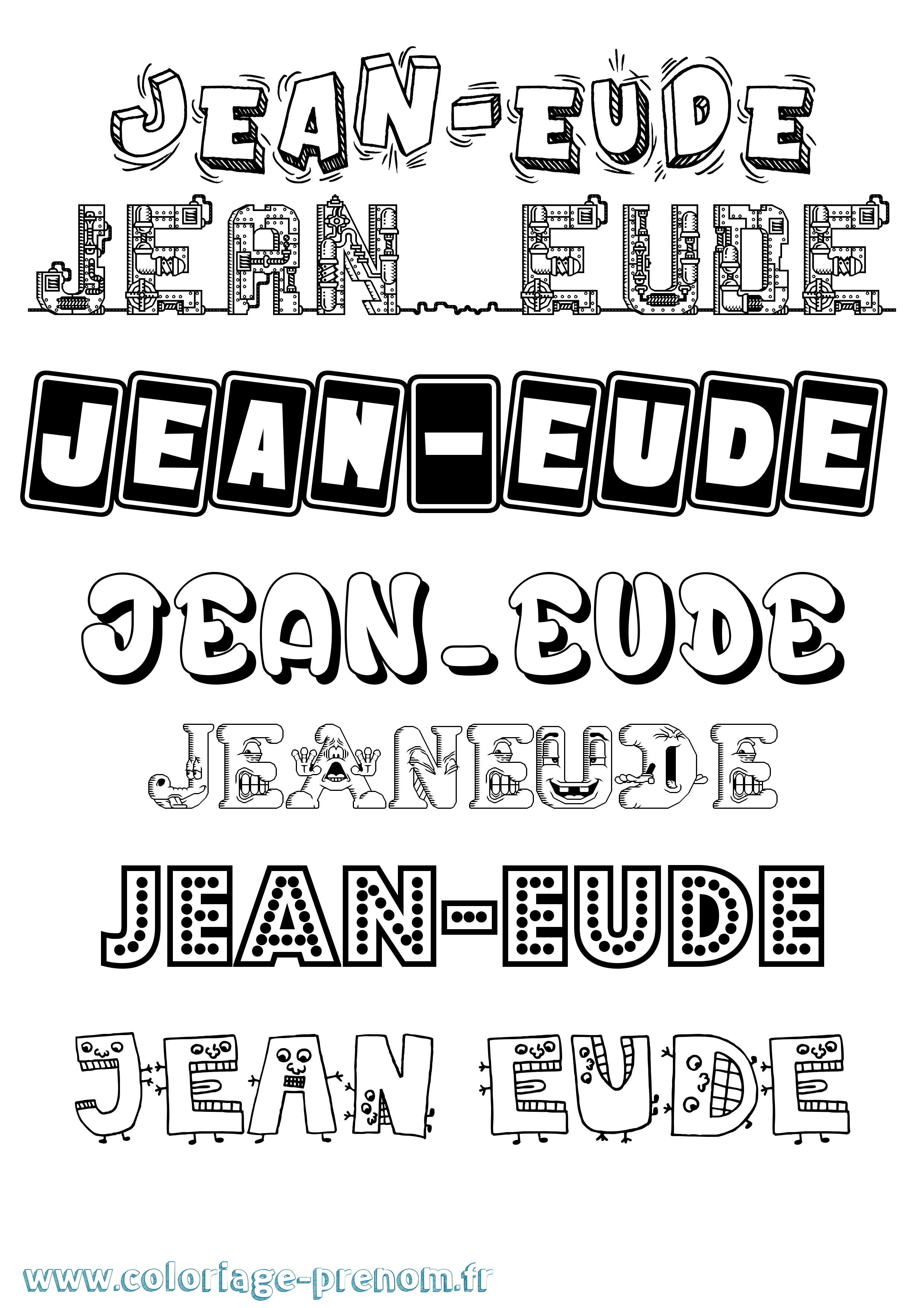 Coloriage Jean-Eude Fun Coloriage prénom Jean-Eude Fun