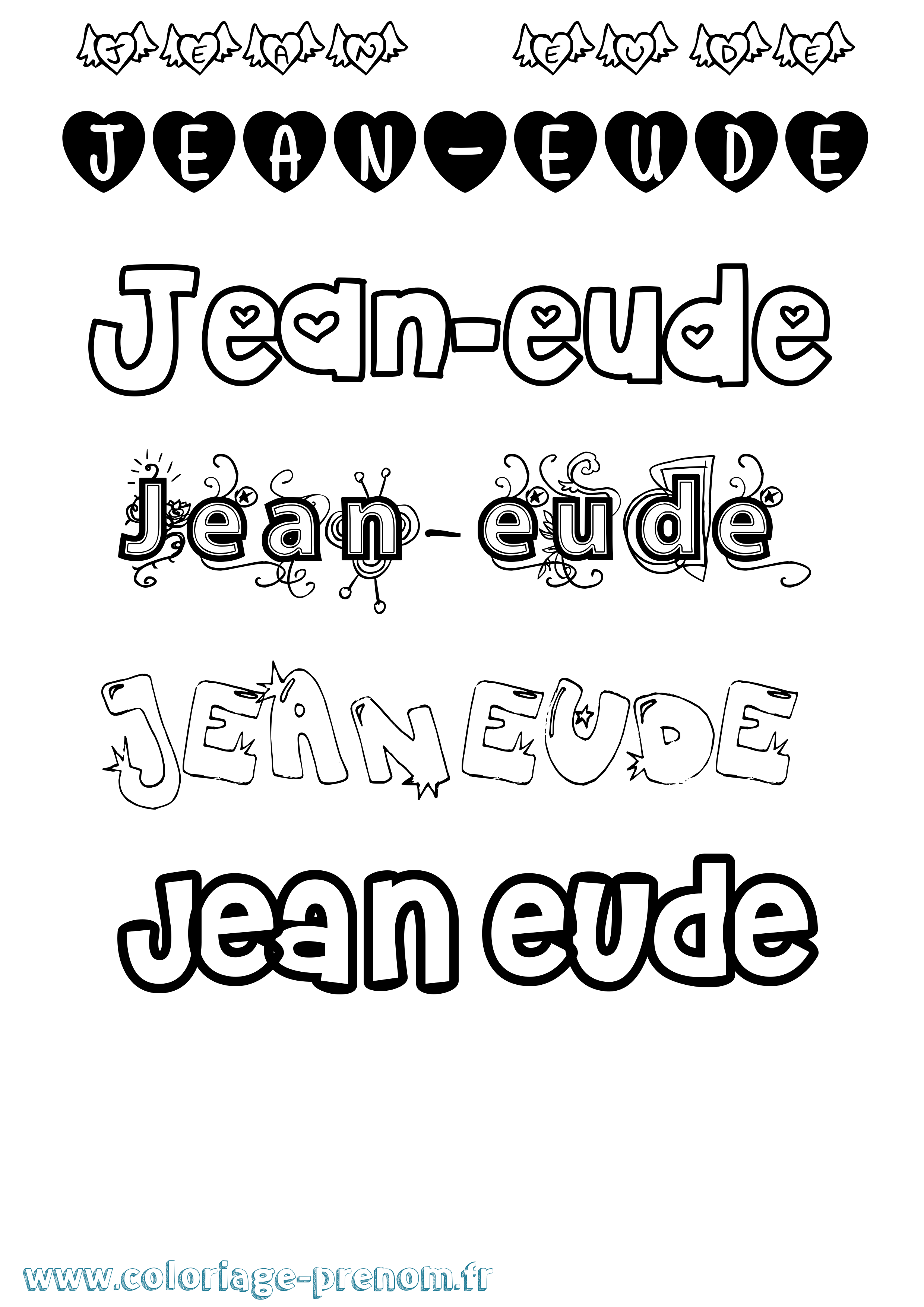 Coloriage Jean-Eude Girly Coloriage prénom Jean-Eude Girly