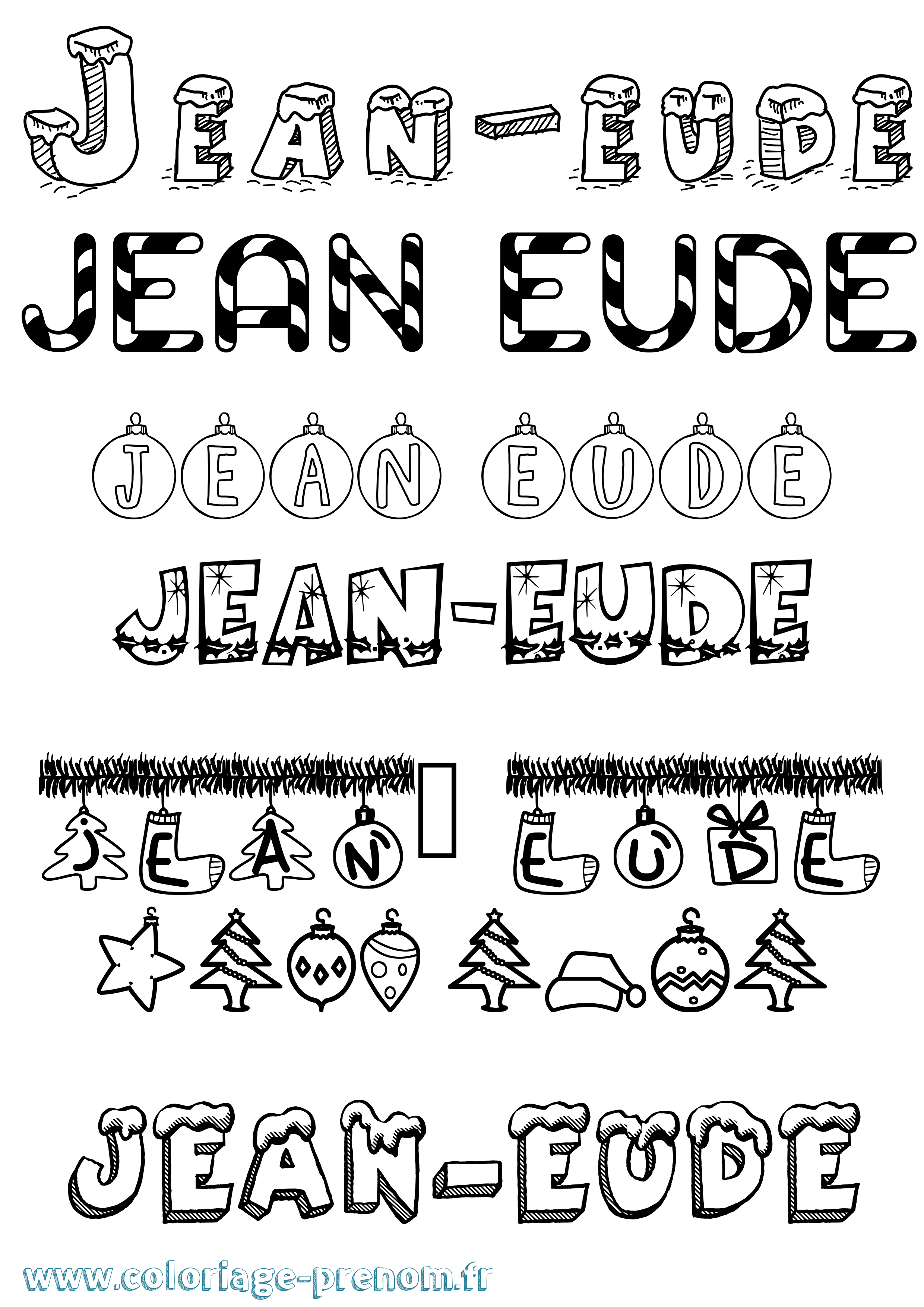 Coloriage Jean-Eude Noël Coloriage prénom Jean-Eude Noël