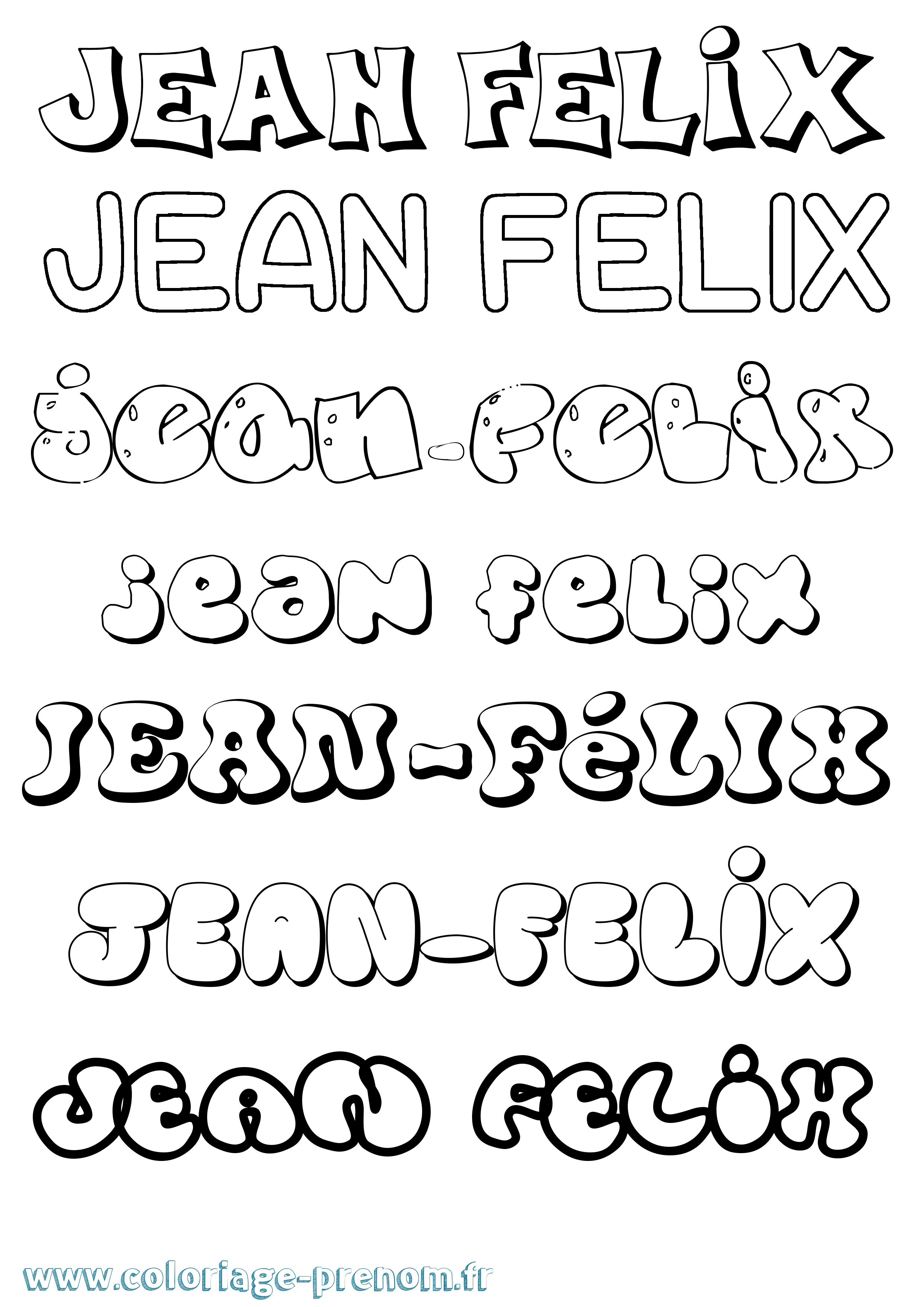 Coloriage Jean-Félix Bubble Coloriage prénom Jean-Félix Bubble