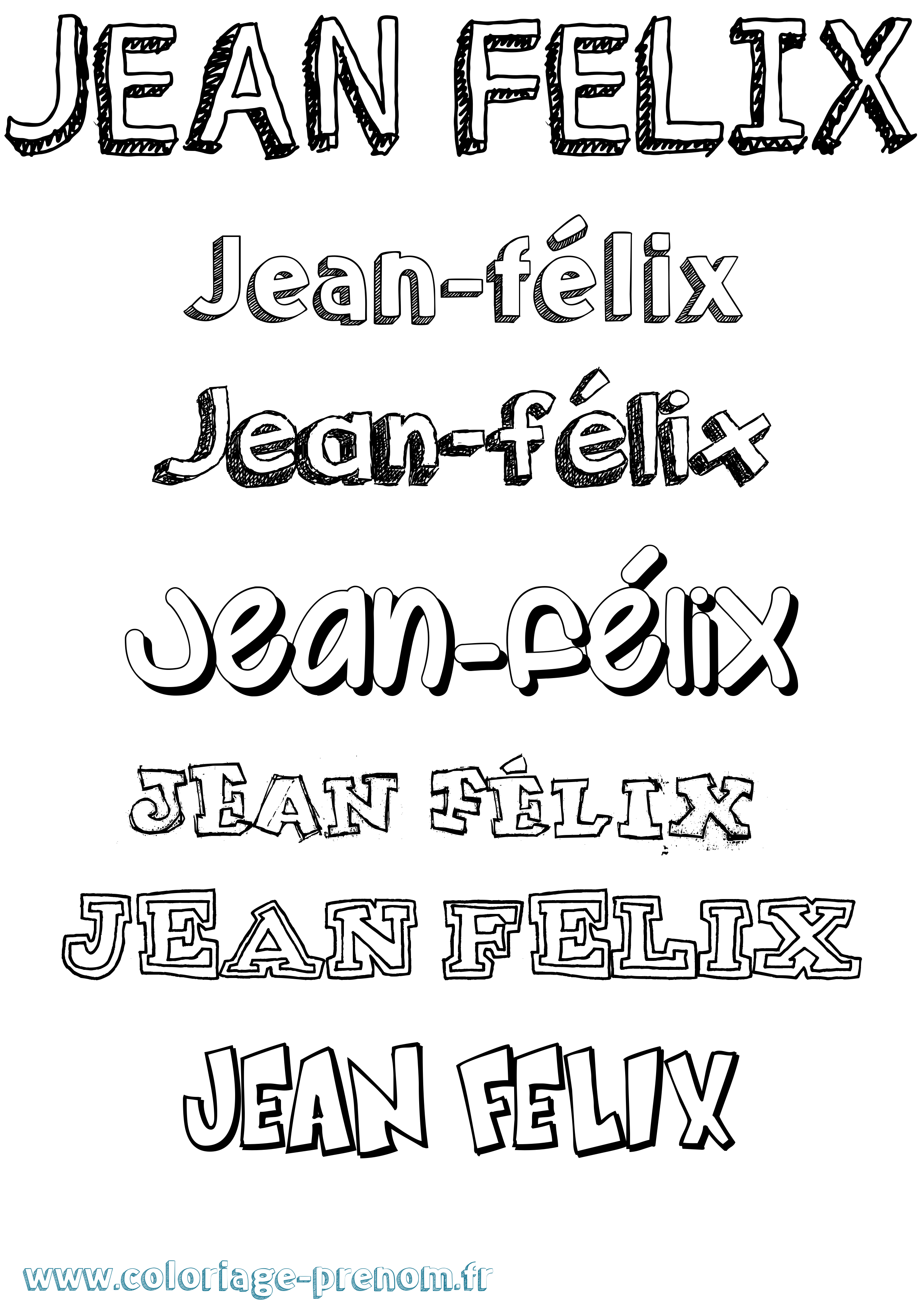 Coloriage Jean-Félix Dessiné Coloriage prénom Jean-Félix Dessiné