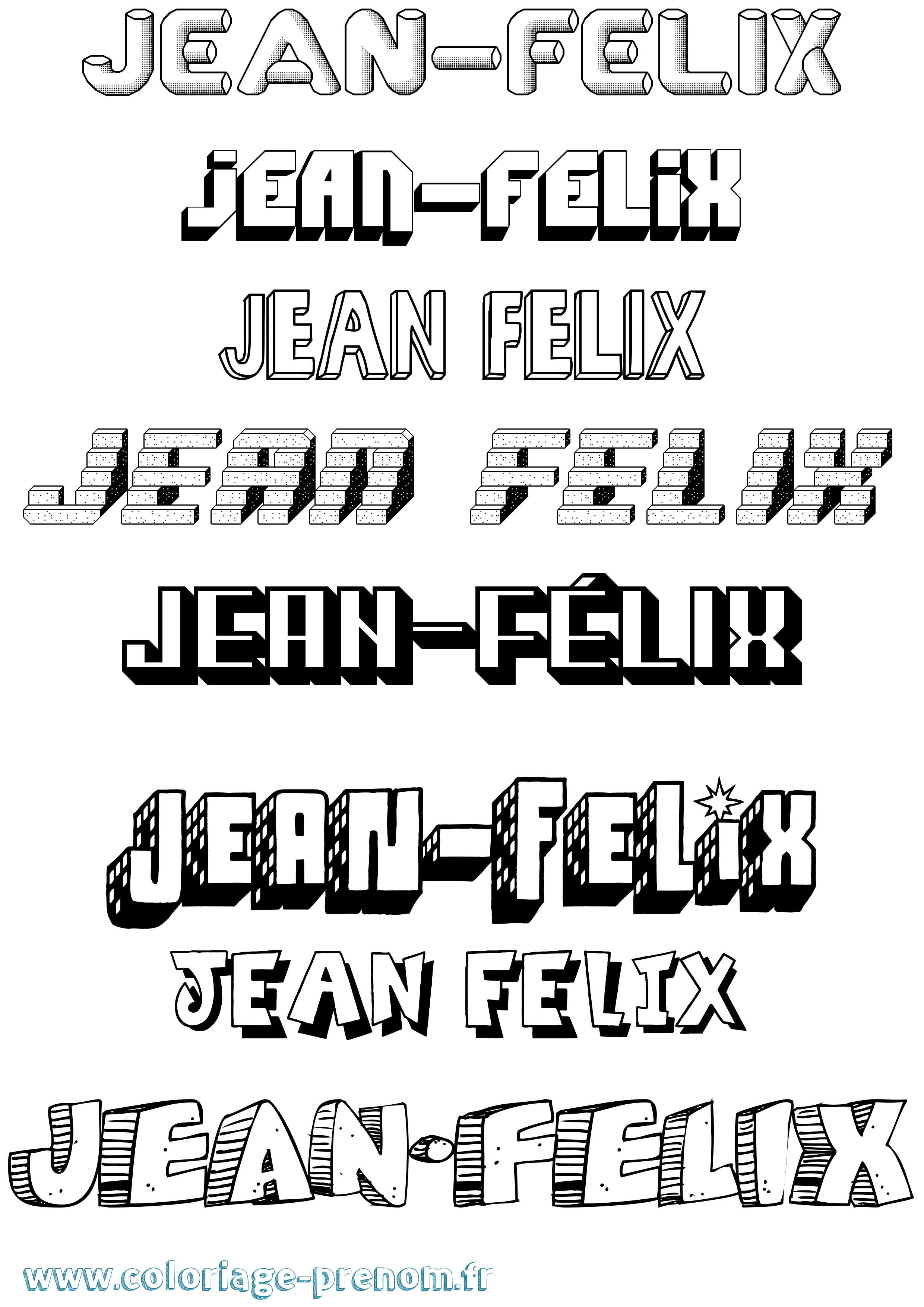 Coloriage Jean-Félix Effet 3D Coloriage prénom Jean-Félix Effet 3D