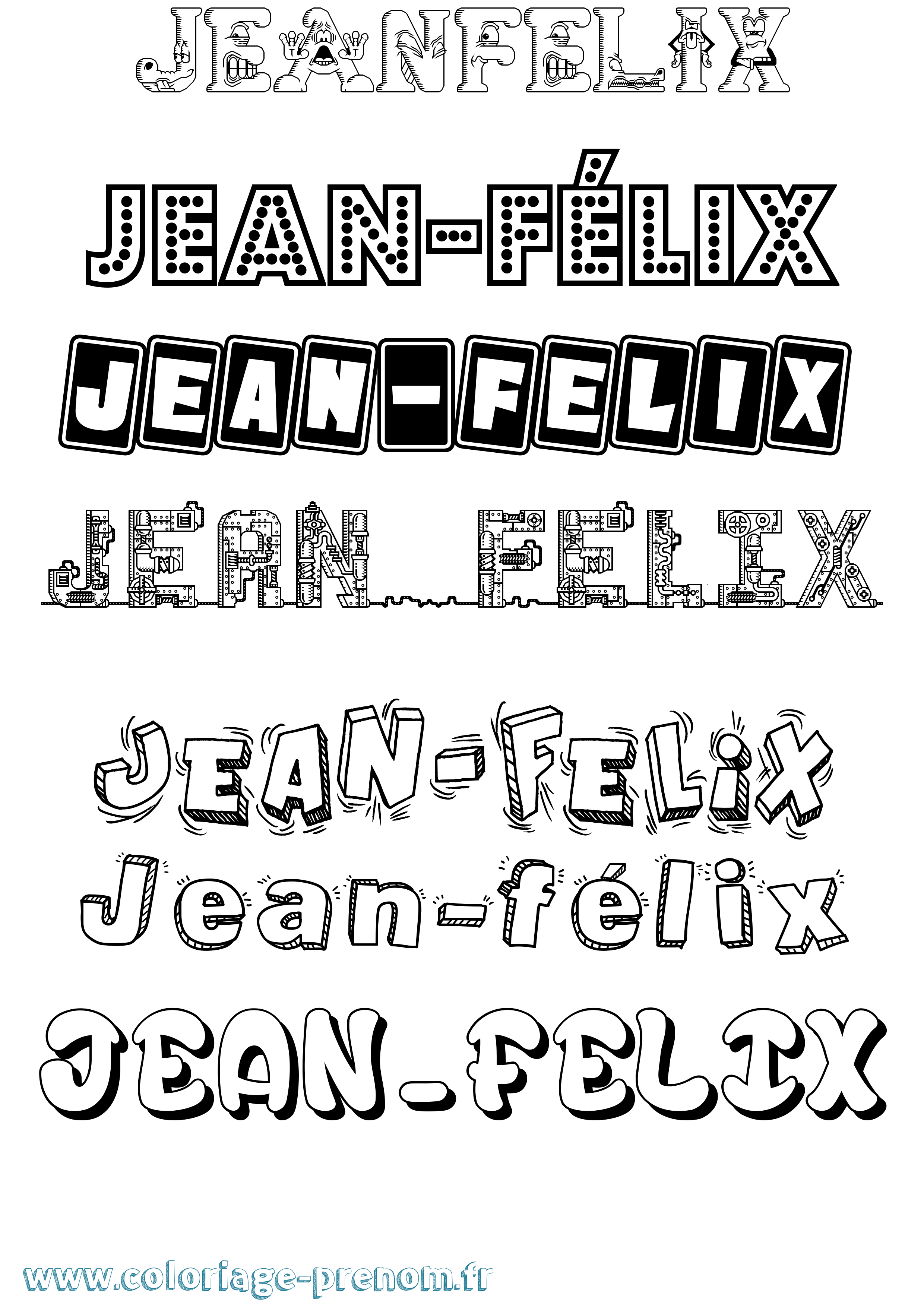 Coloriage Jean-Félix Fun Coloriage prénom Jean-Félix Fun
