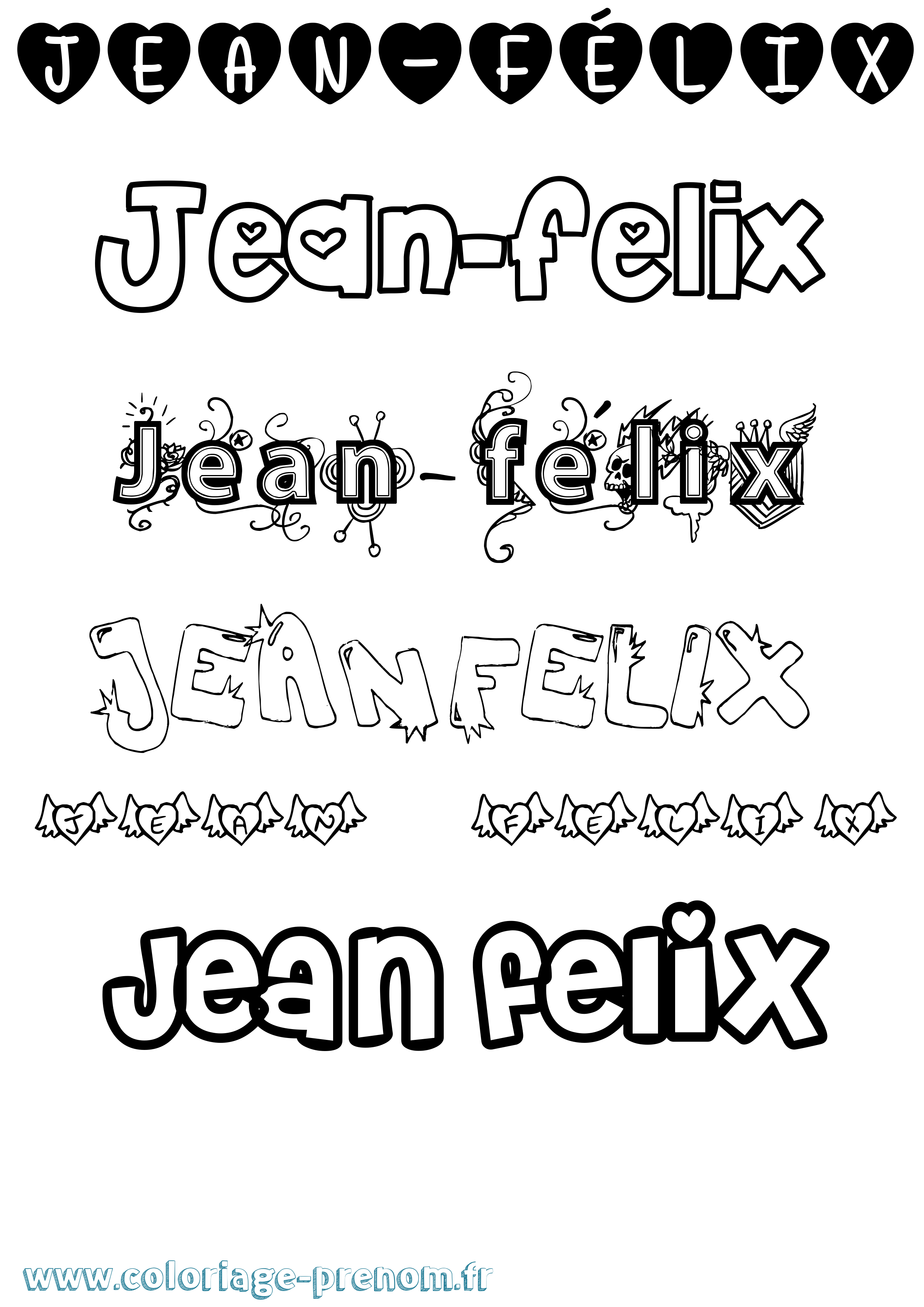 Coloriage Jean-Félix Girly Coloriage prénom Jean-Félix Girly