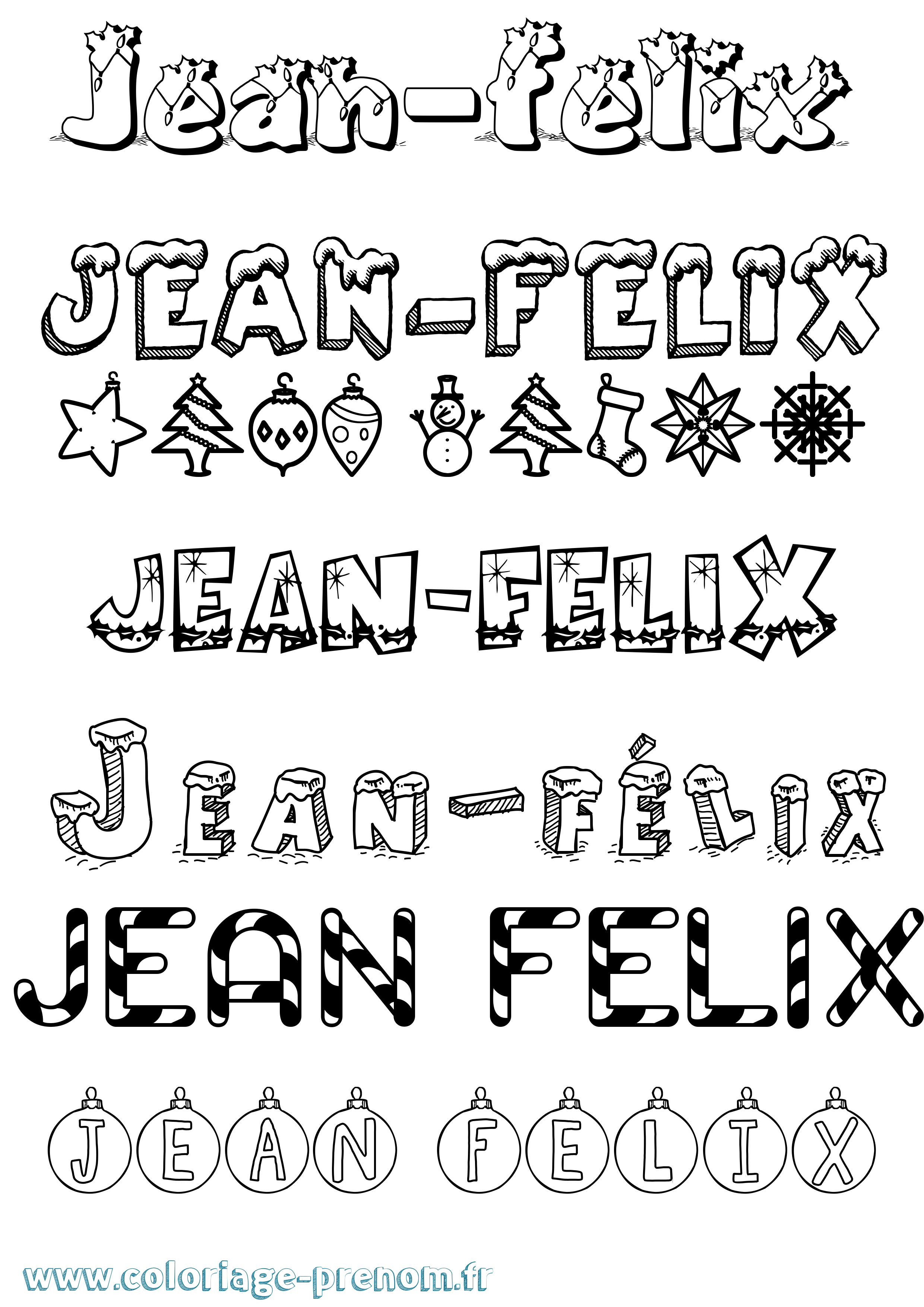 Coloriage Jean-Félix Noël Coloriage prénom Jean-Félix Noël