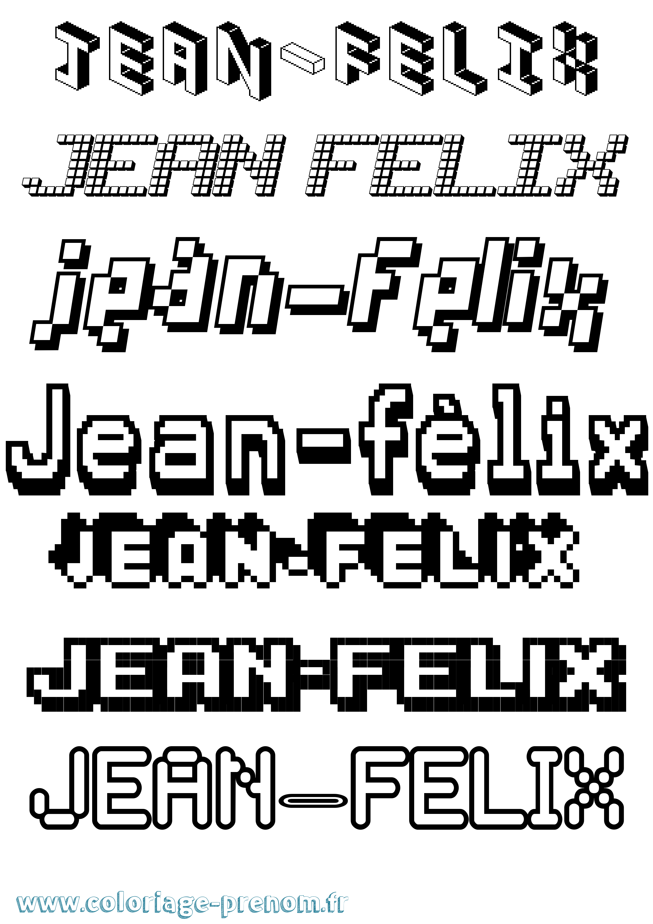 Coloriage Jean-Félix Pixel Coloriage prénom Jean-Félix Pixel