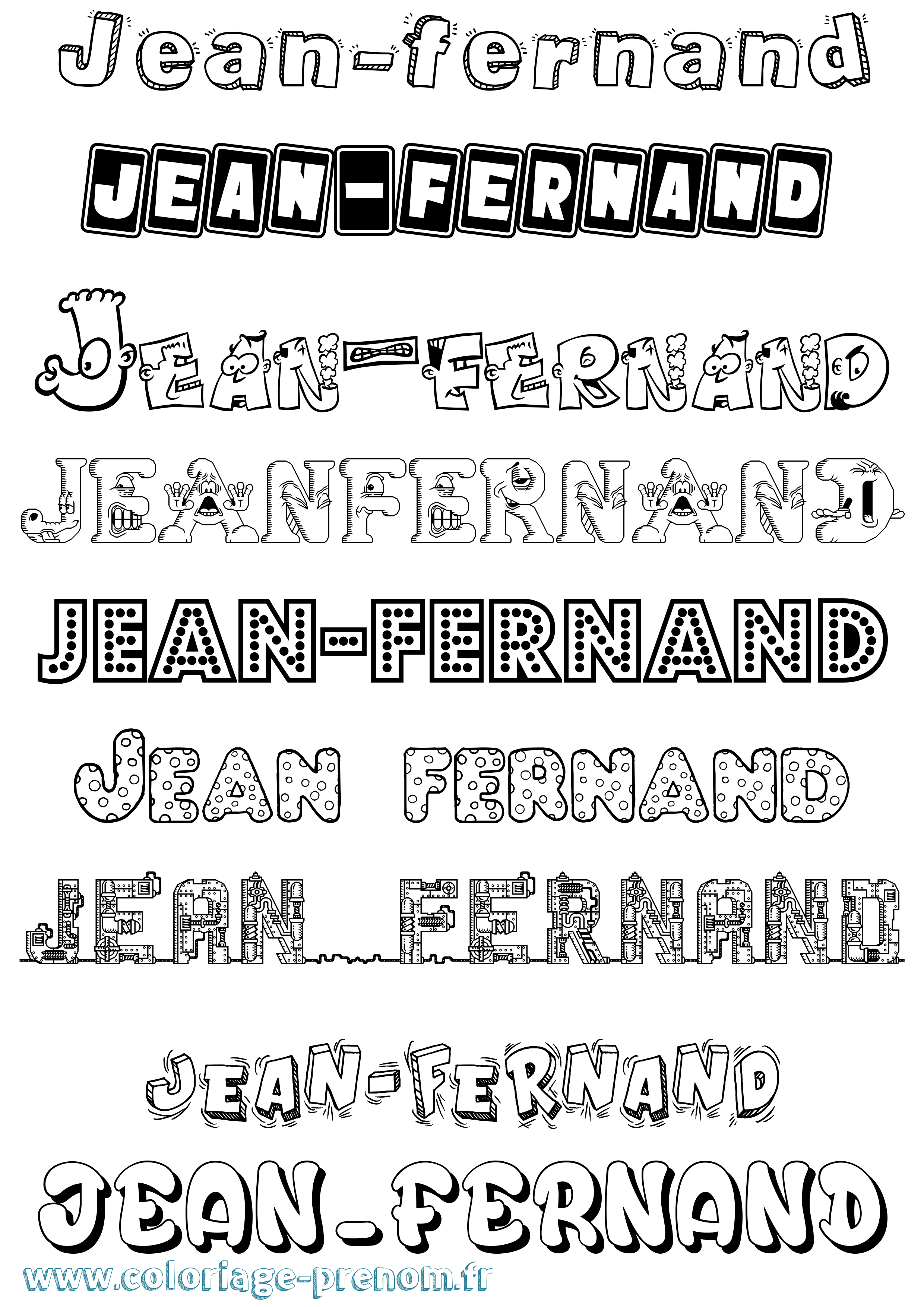 Coloriage Jean-Fernand Fun Coloriage prénom Jean-Fernand Fun