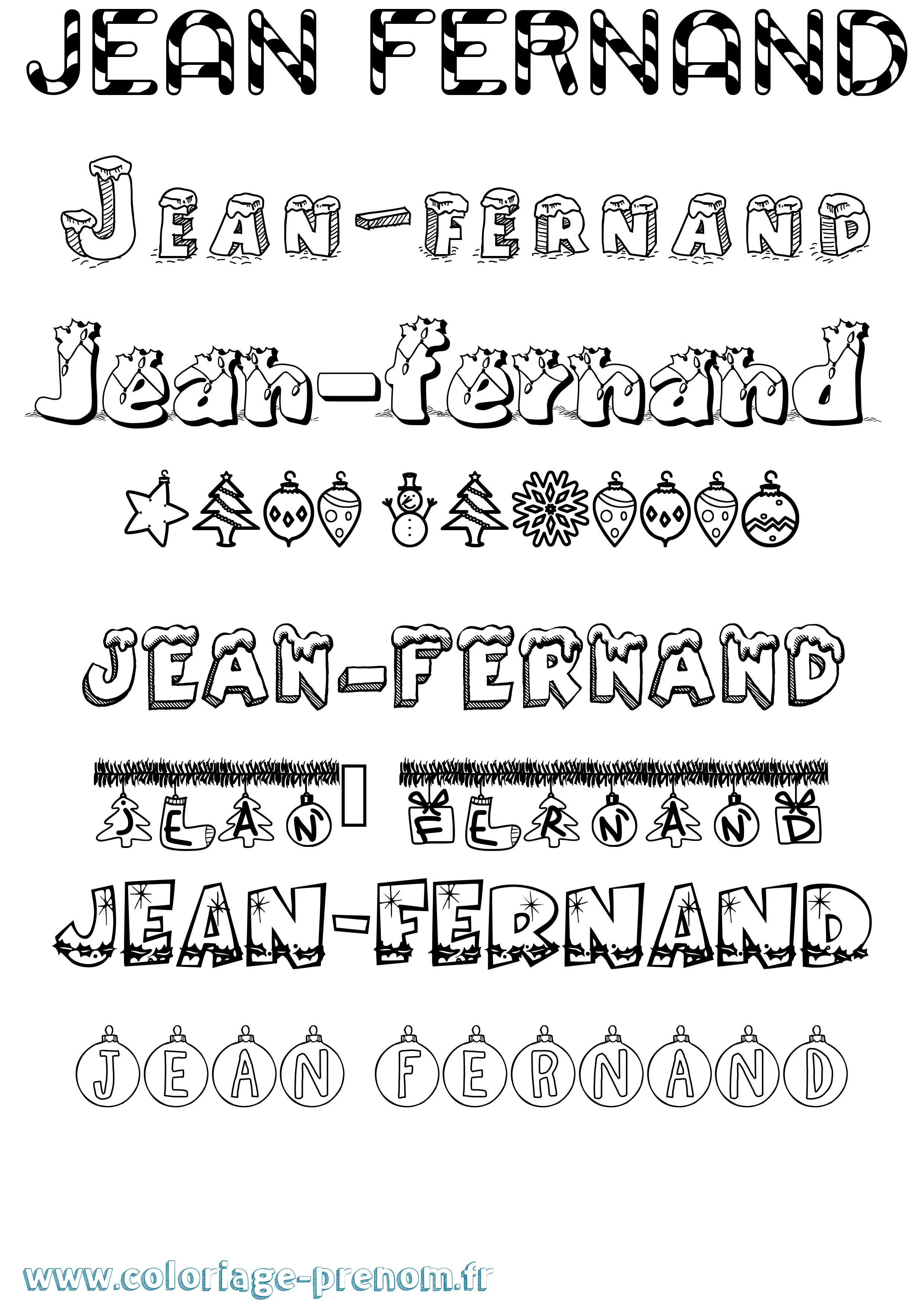 Coloriage Jean-Fernand Noël Coloriage prénom Jean-Fernand Noël
