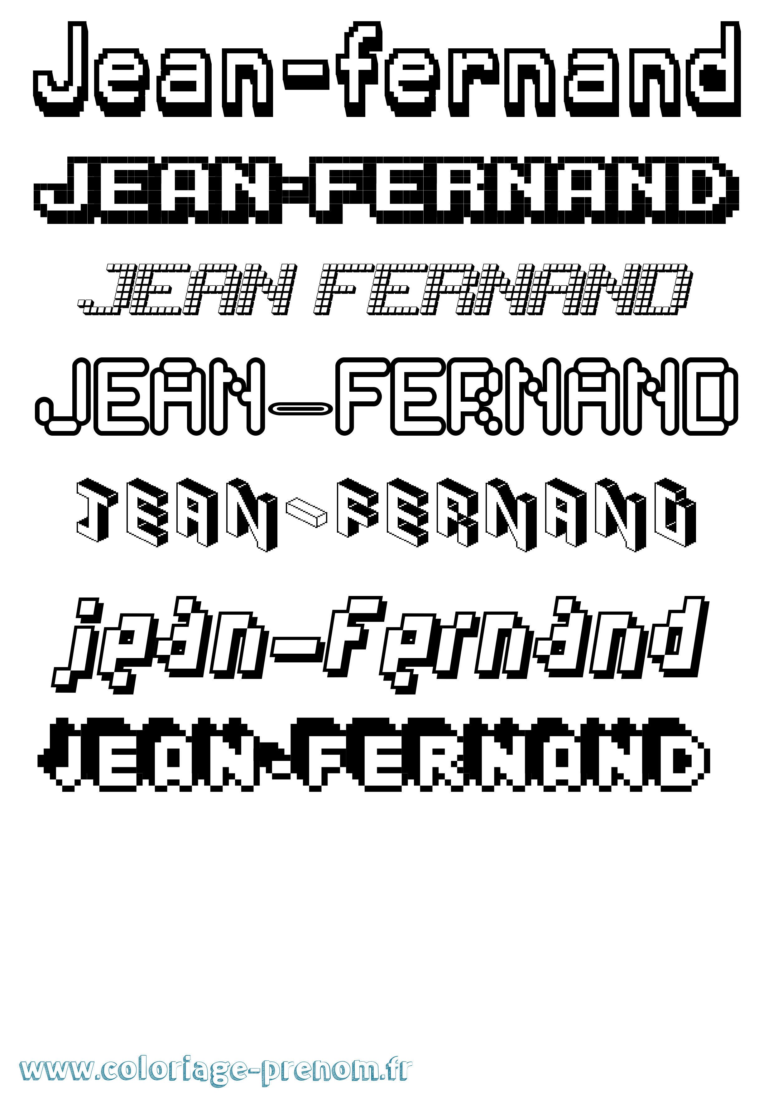 Coloriage Jean-Fernand Pixel Coloriage prénom Jean-Fernand Pixel