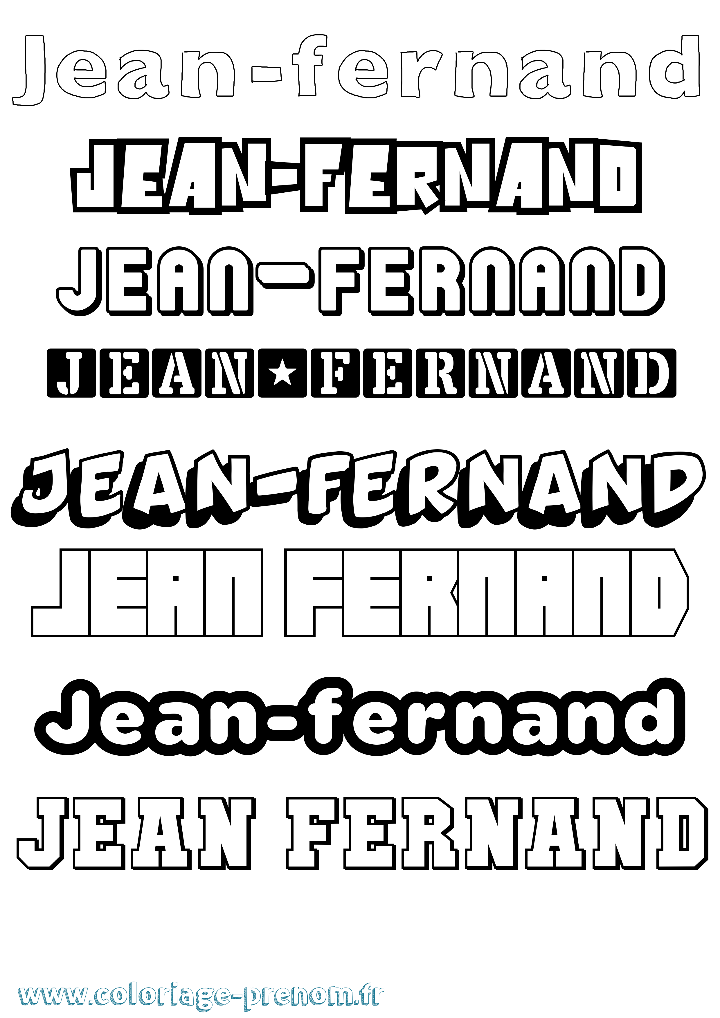 Coloriage Jean-Fernand Simple Coloriage prénom Jean-Fernand Simple