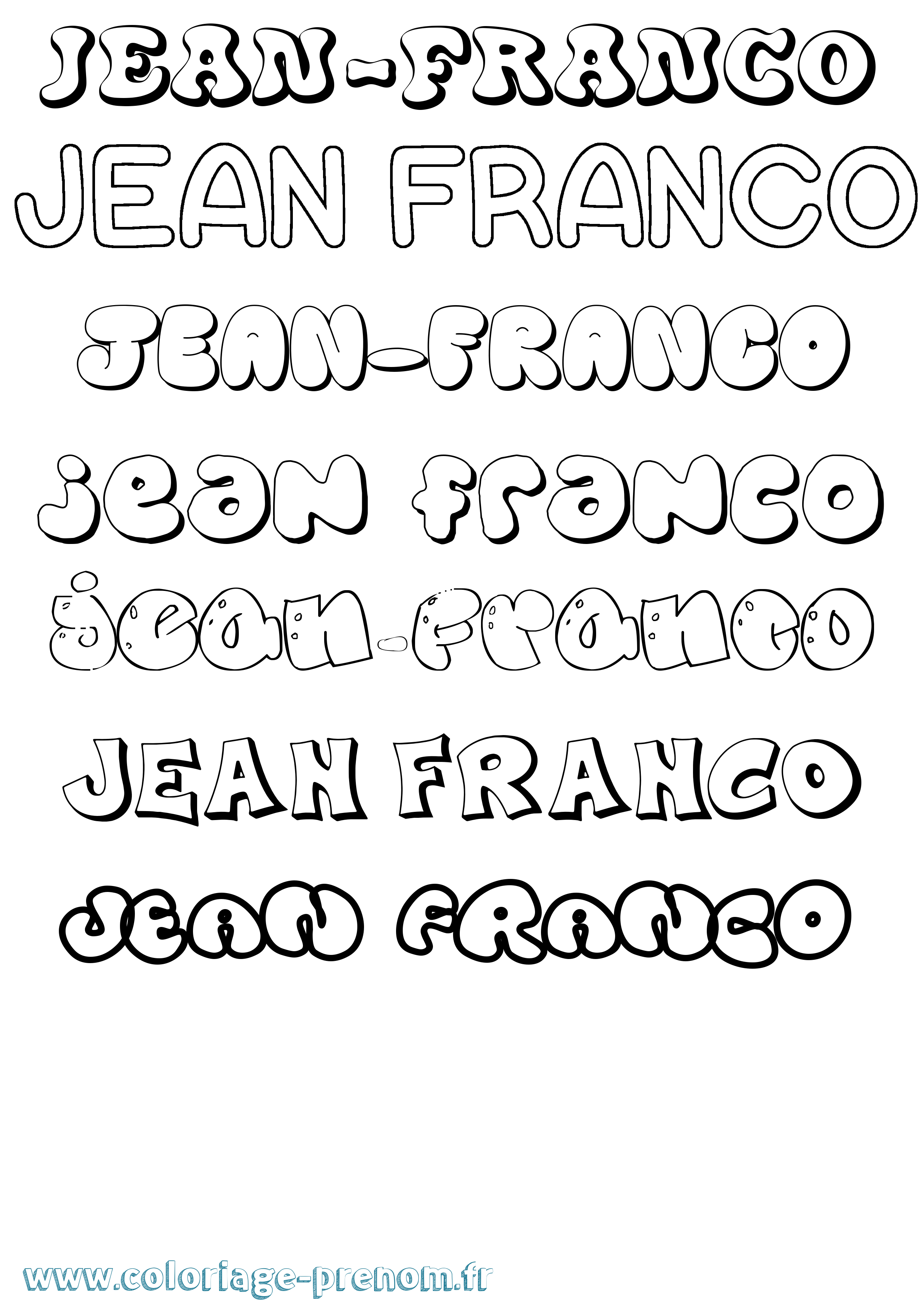 Coloriage Jean-Franco Bubble Coloriage prénom Jean-Franco Bubble