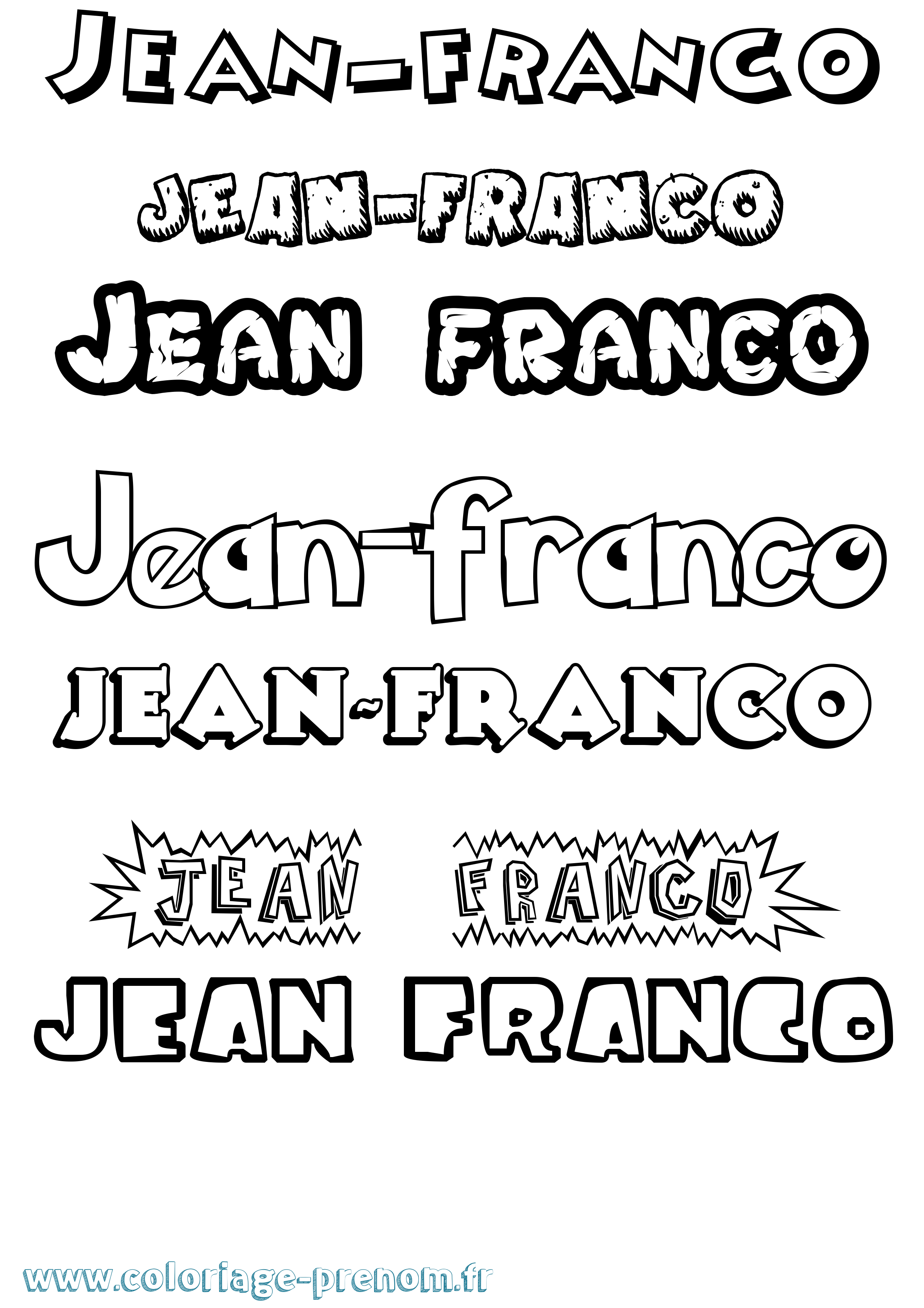 Coloriage Jean-Franco Dessin Animé Coloriage prénom Jean-Franco Dessin Animé