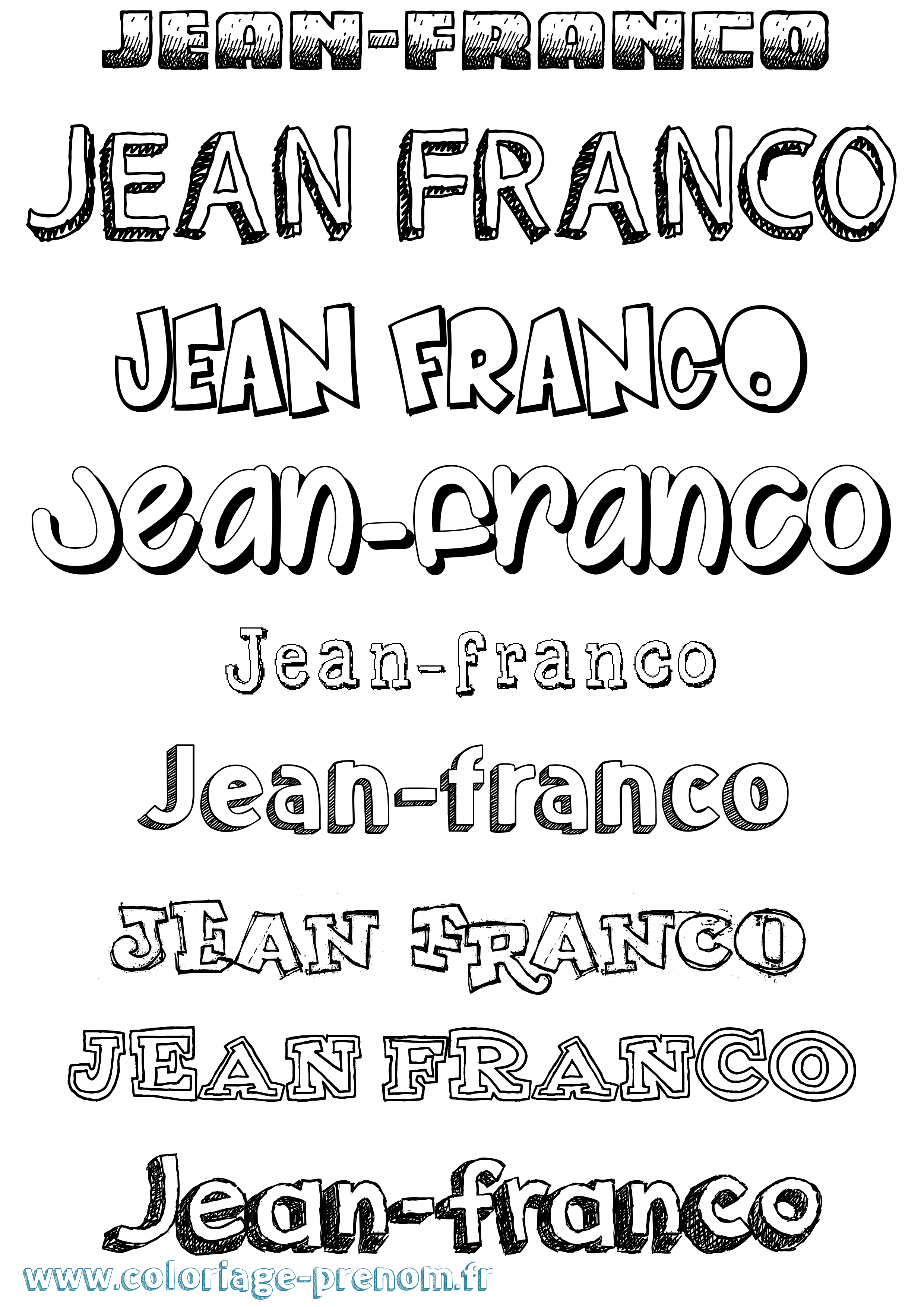 Coloriage Jean-Franco Dessiné Coloriage prénom Jean-Franco Dessiné