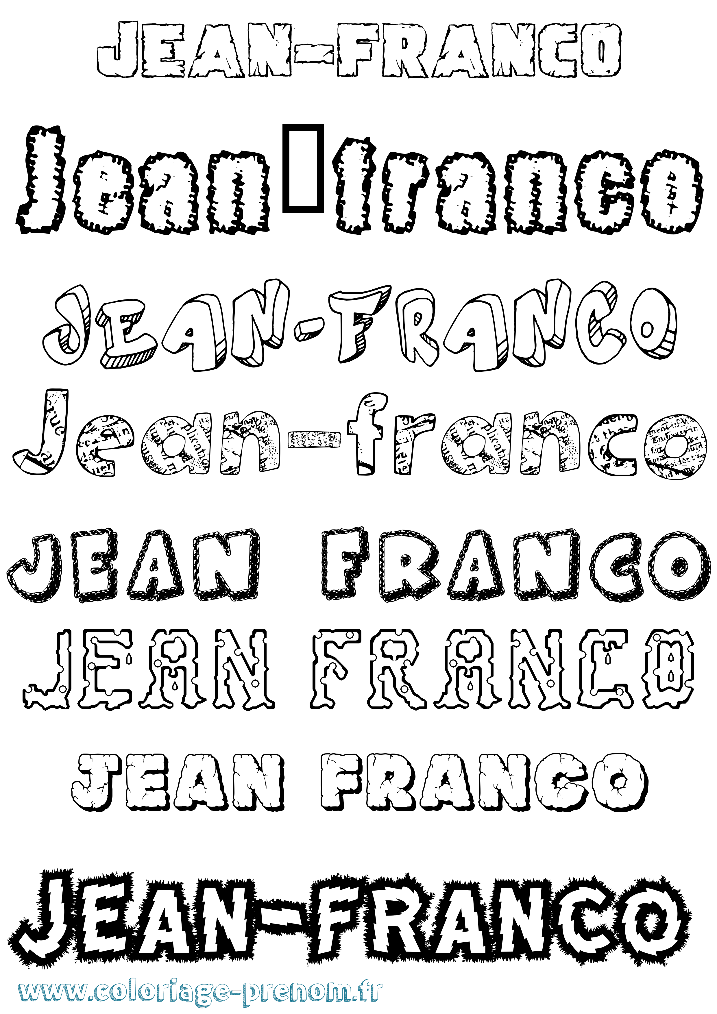 Coloriage Jean-Franco Destructuré Coloriage prénom Jean-Franco Destructuré