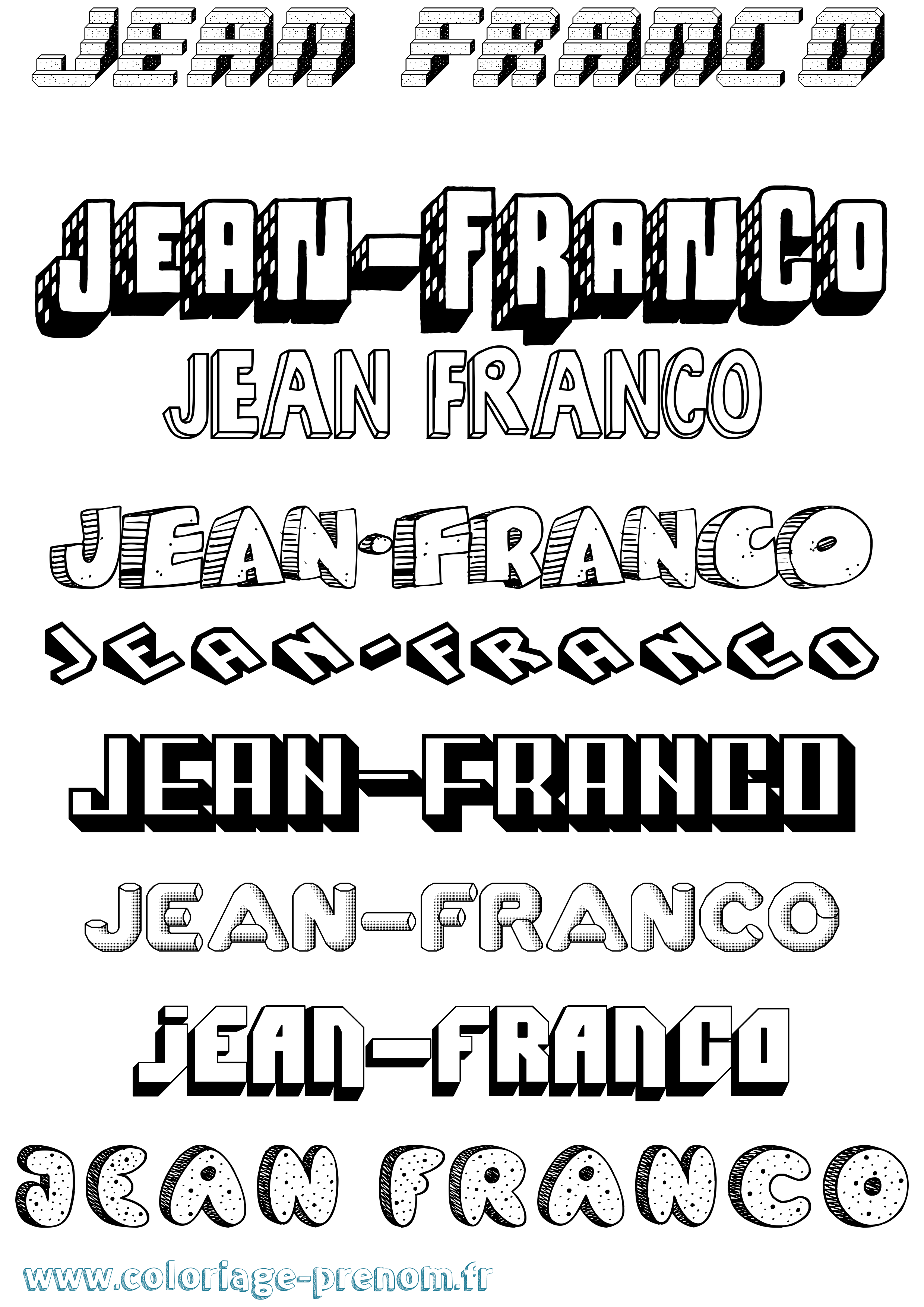 Coloriage Jean-Franco Effet 3D Coloriage prénom Jean-Franco Effet 3D