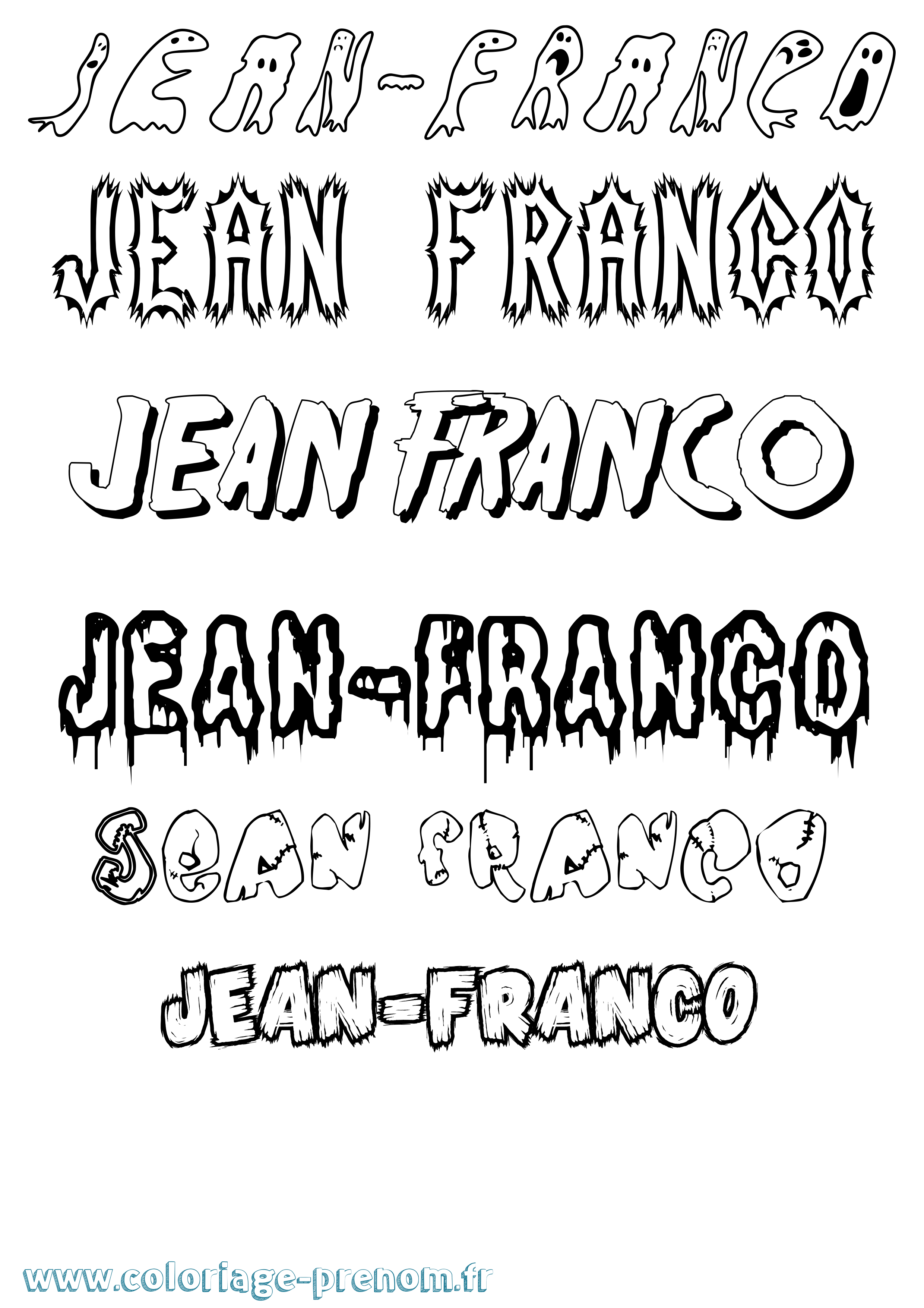 Coloriage Jean-Franco Frisson Coloriage prénom Jean-Franco Frisson