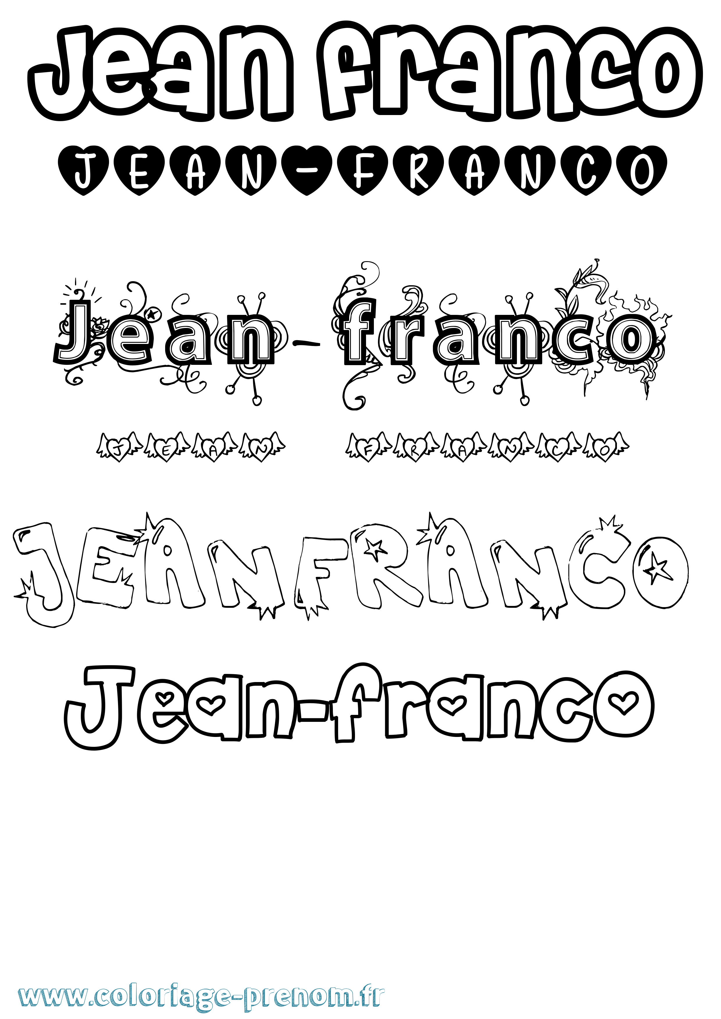 Coloriage Jean-Franco Girly Coloriage prénom Jean-Franco Girly