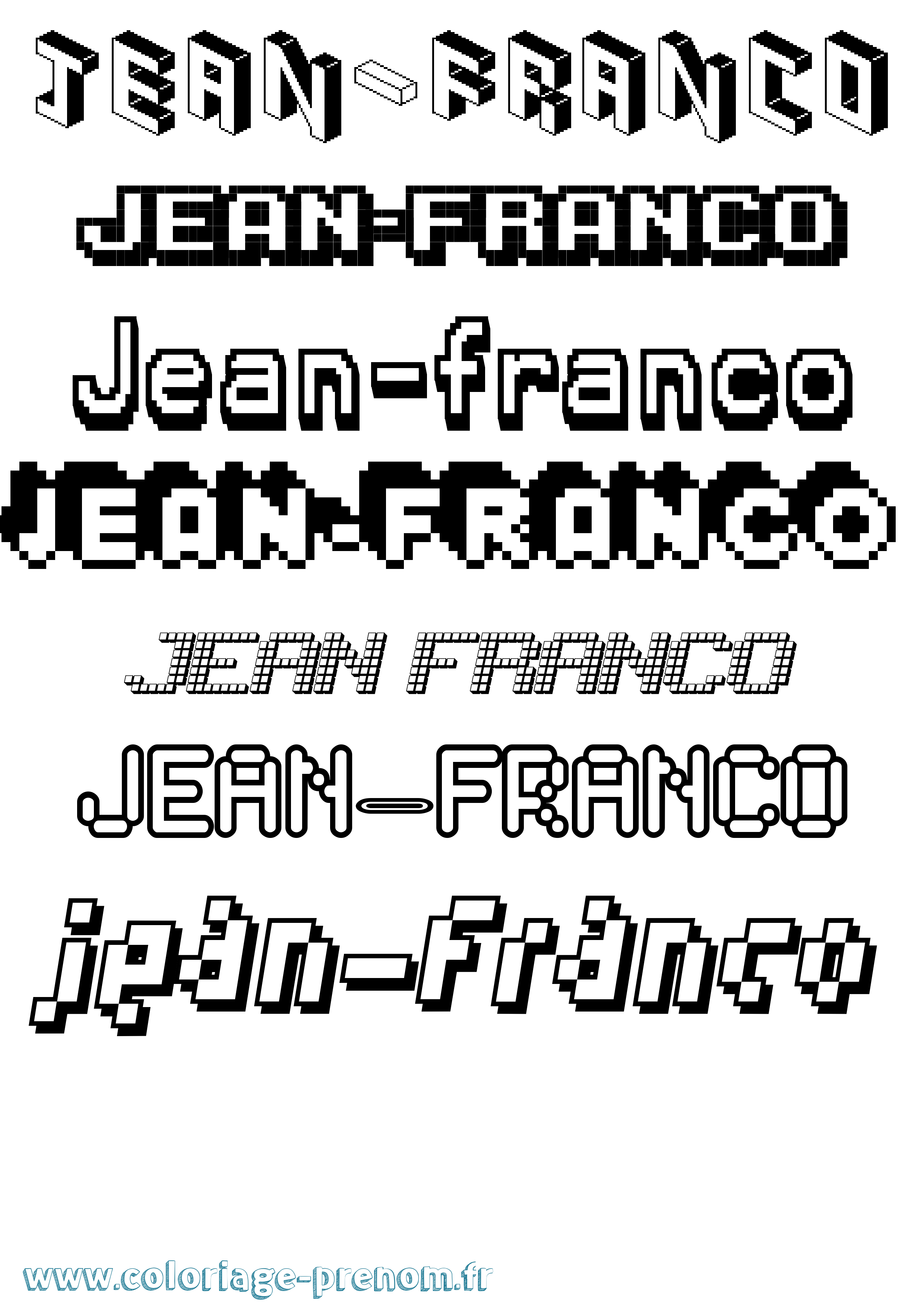 Coloriage Jean-Franco Pixel Coloriage prénom Jean-Franco Pixel