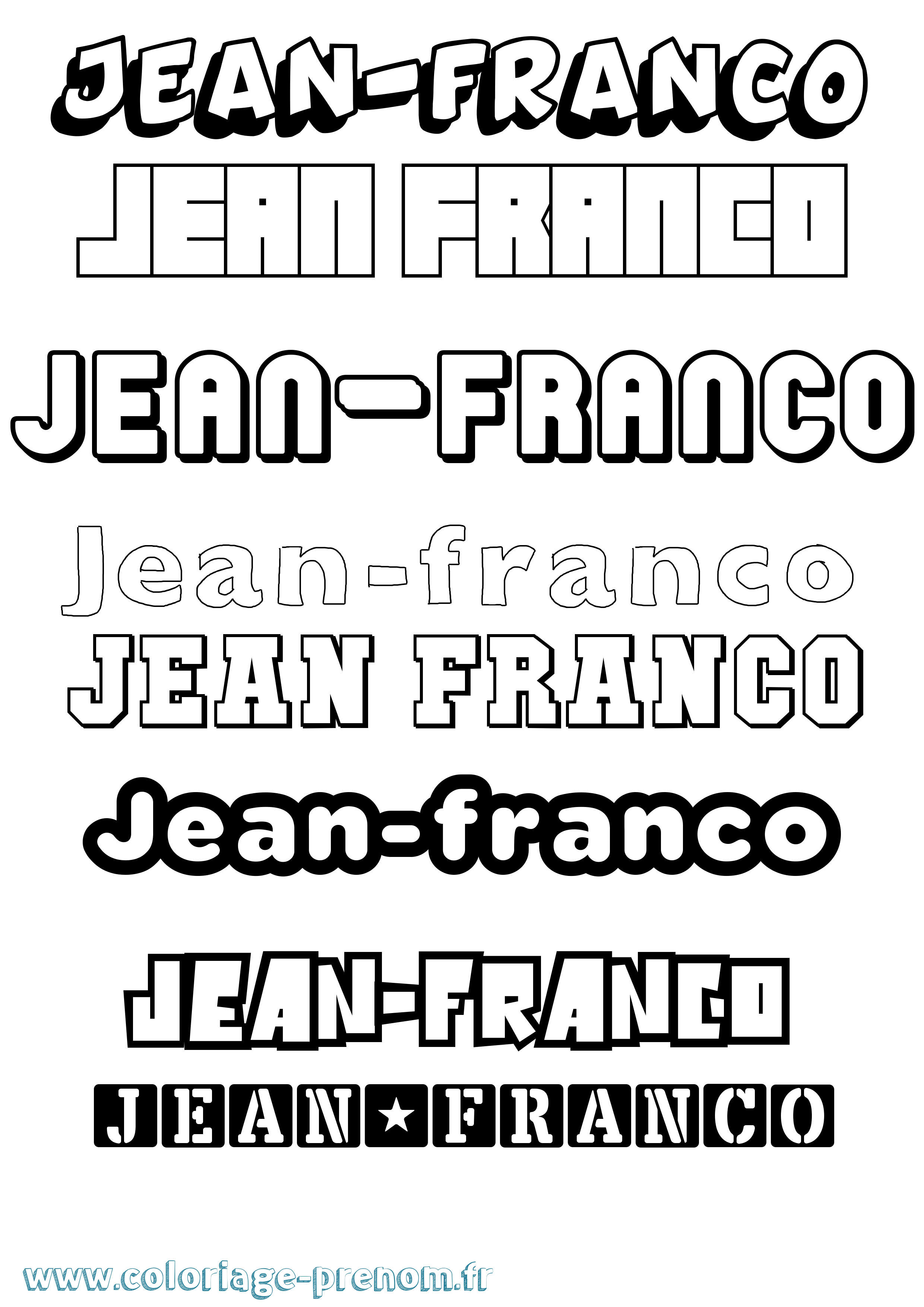Coloriage Jean-Franco Simple Coloriage prénom Jean-Franco Simple