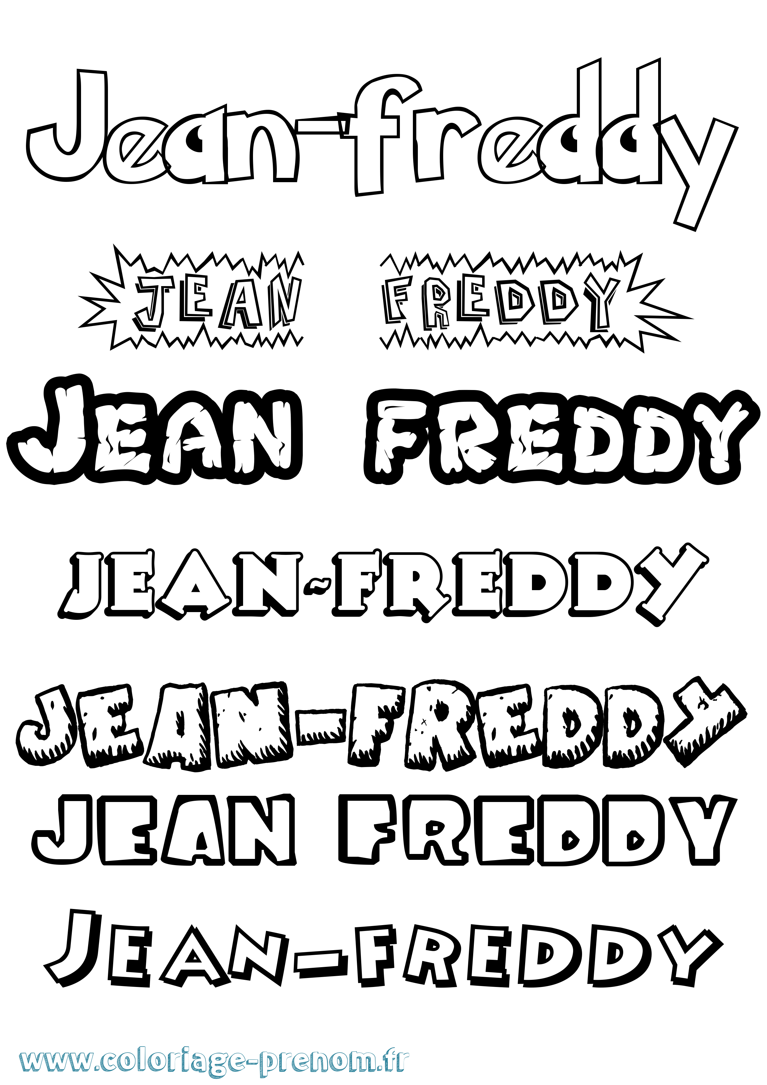 Coloriage Jean-Freddy Dessin Animé Coloriage prénom Jean-Freddy Dessin Animé