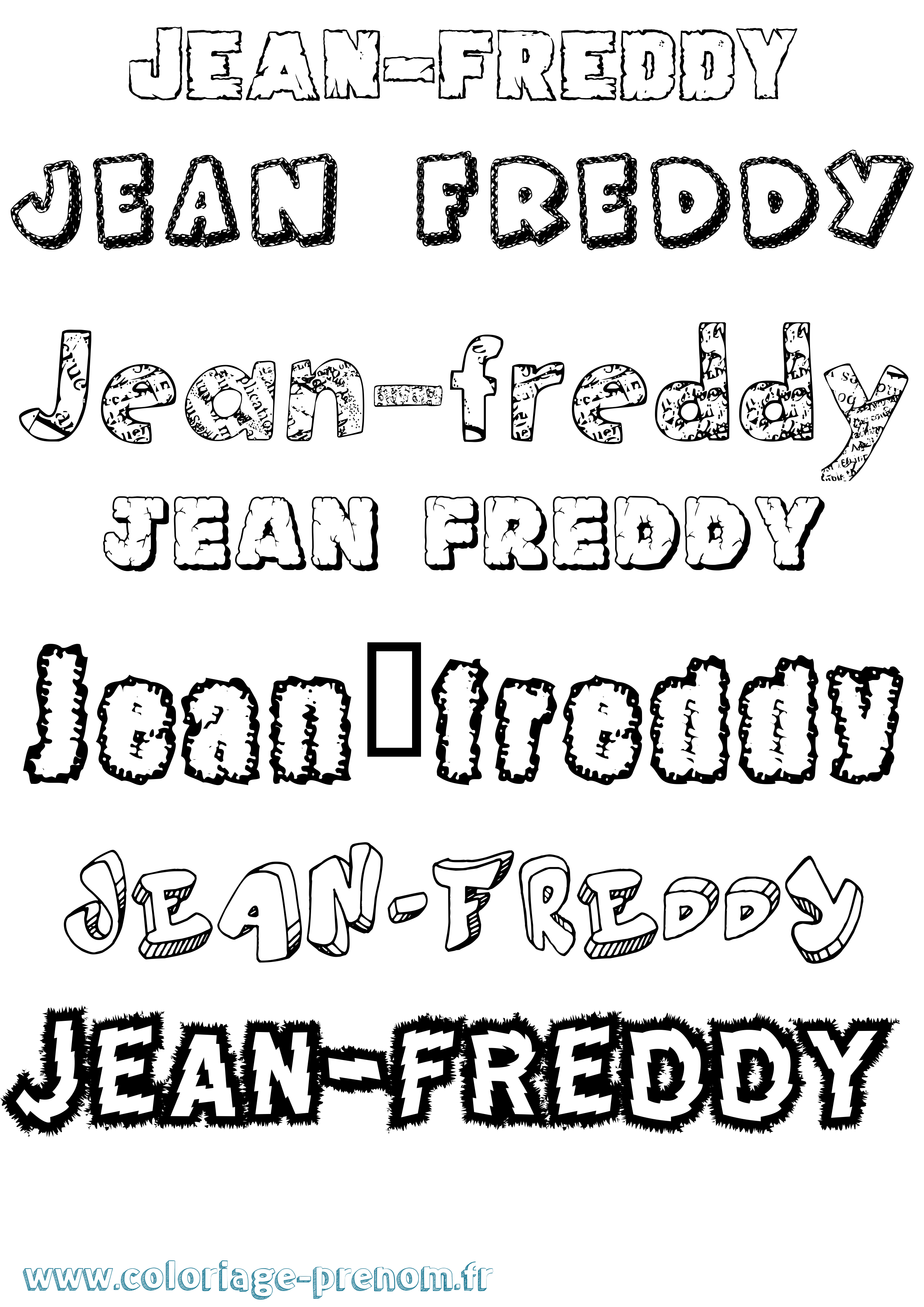 Coloriage Jean-Freddy Destructuré Coloriage prénom Jean-Freddy Destructuré