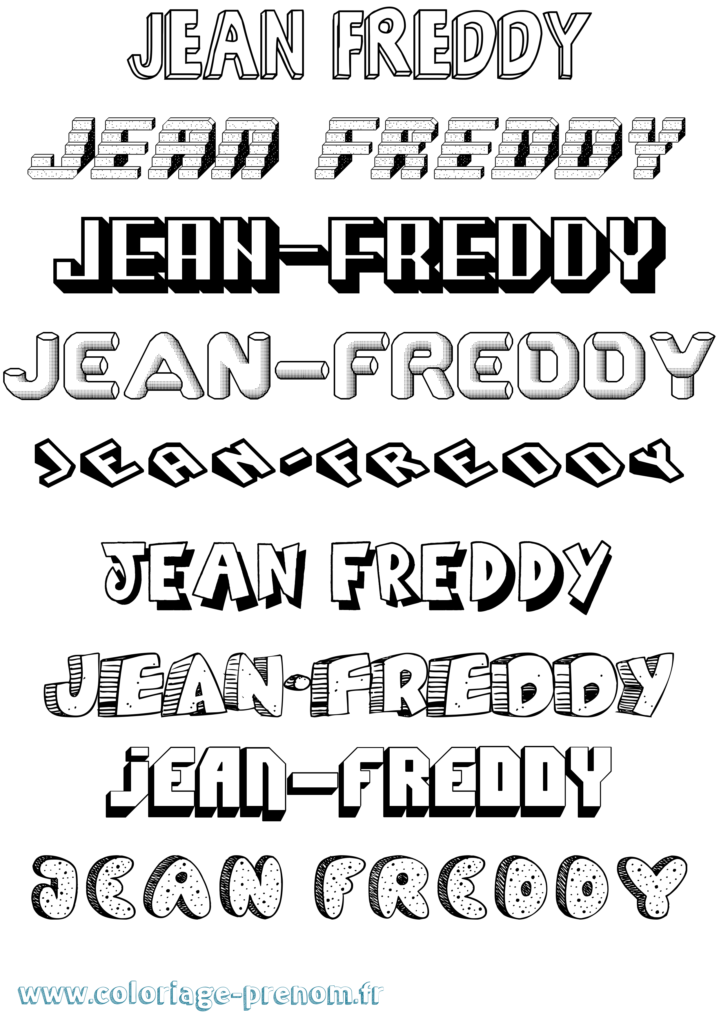 Coloriage Jean-Freddy Effet 3D Coloriage prénom Jean-Freddy Effet 3D